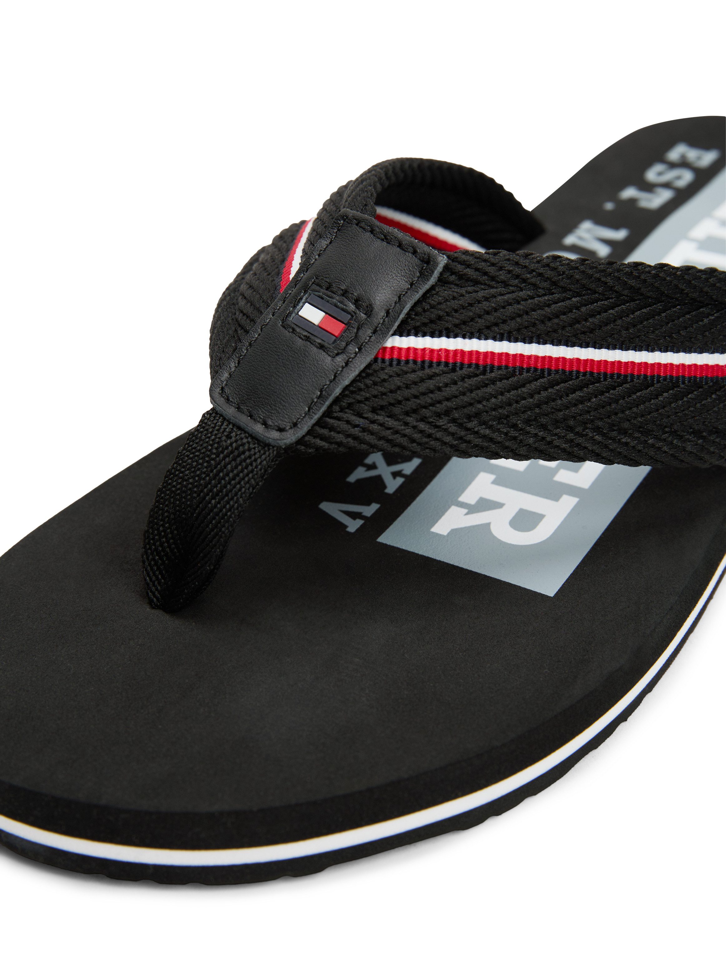 Tommy Hilfiger Teenslippers CORPORATE HILFIGER BEACH SANDAL , dianette, zomerschoen, flats, comfort-schoen met strepen
