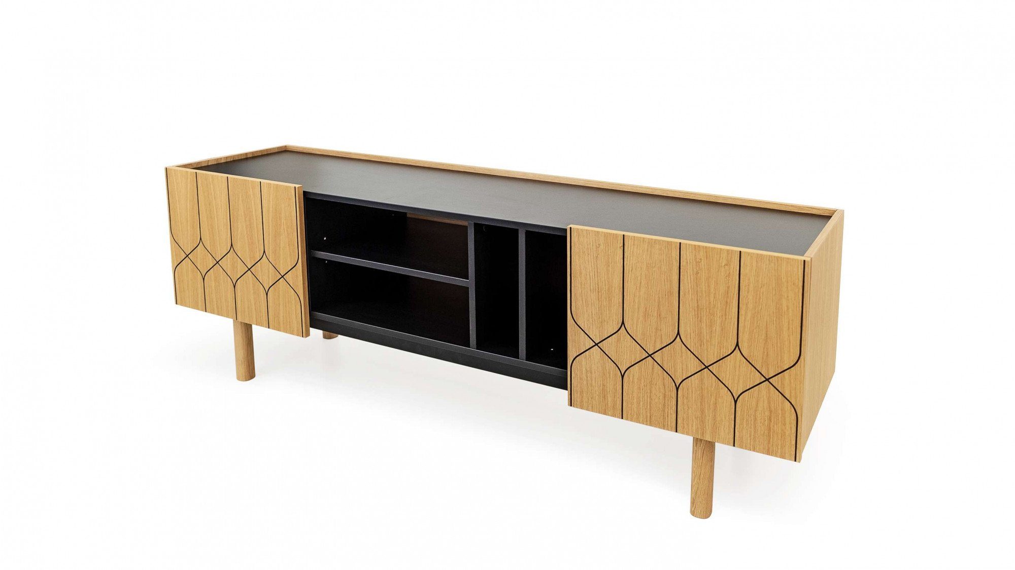 Woodman Dressoir PORTO Commode, decoratieve frezingen, met eikenhoutfineer, breedte 175 cm