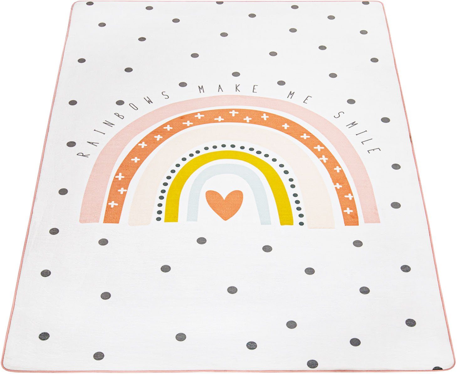 Paco Home Kindervloerkleed Chicos 552 Platweefsel, schattig, kinderdesign, motief regenboog, pastelkleuren speelkleden maat 155 cm x 230 cm x 2 mm