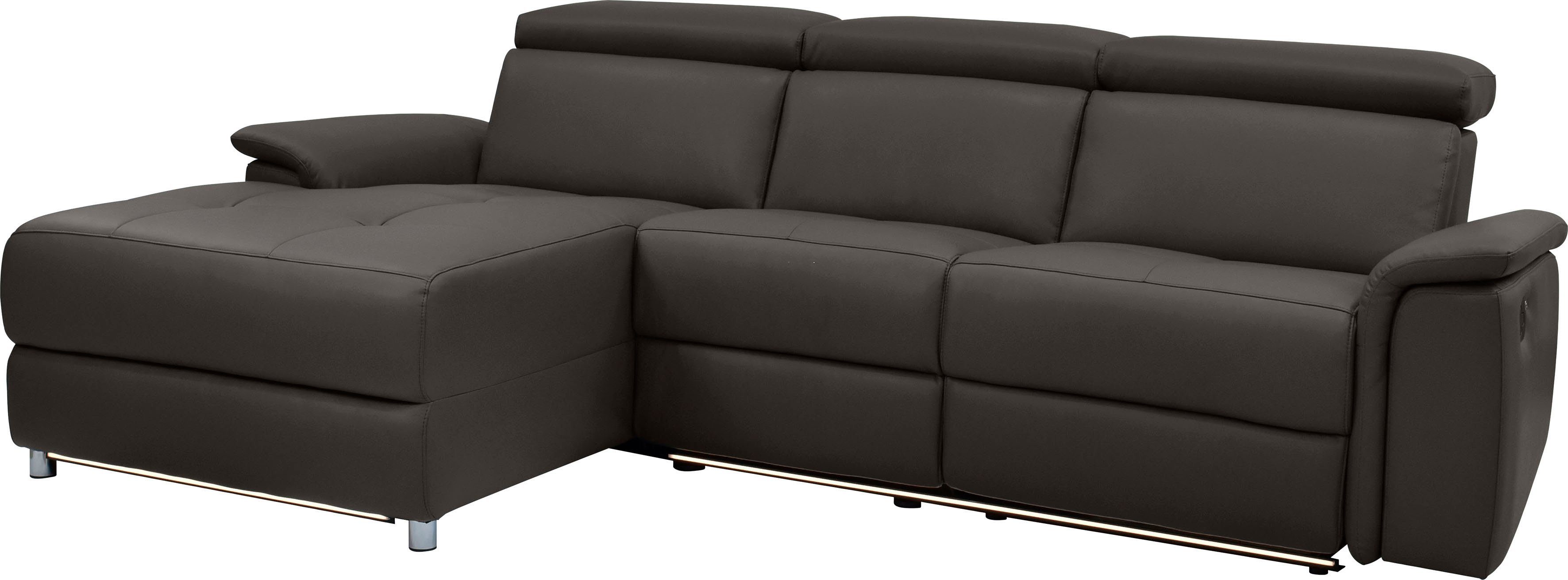 Places of Style Hoekbank Pareli, L-model, 259 cm, met récamier, echt leer, imitatieleer, weefstof