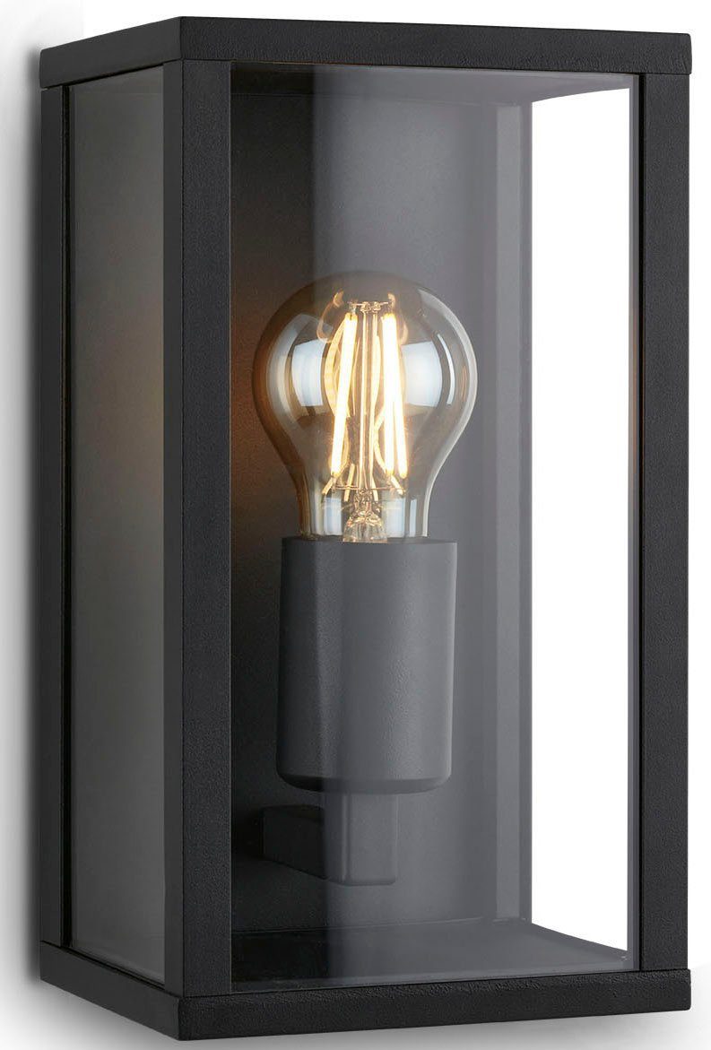 Briloner Leuchten Wandlamp voor buiten 3638015 LUANDA Buitenlamp, 26x14x13,5 cm, zwart, max. 12W, E27, buiten, huiswand