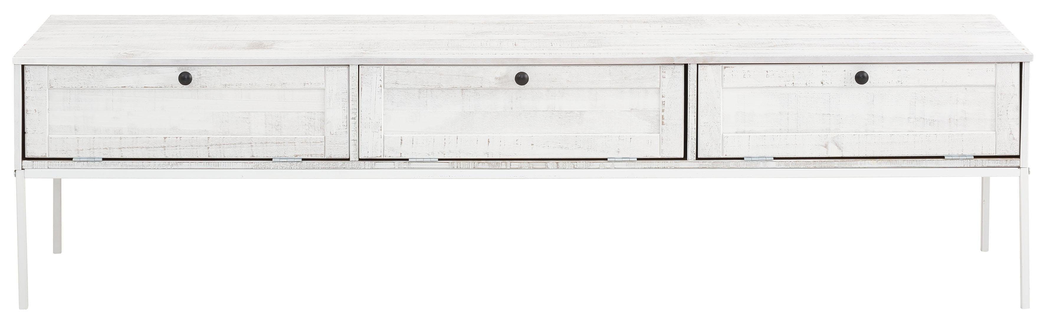 Home affaire Tv-meubel Freya Commode met 3 kleppen, metalen handgrepen, van massief hout, breedte 175 cm
