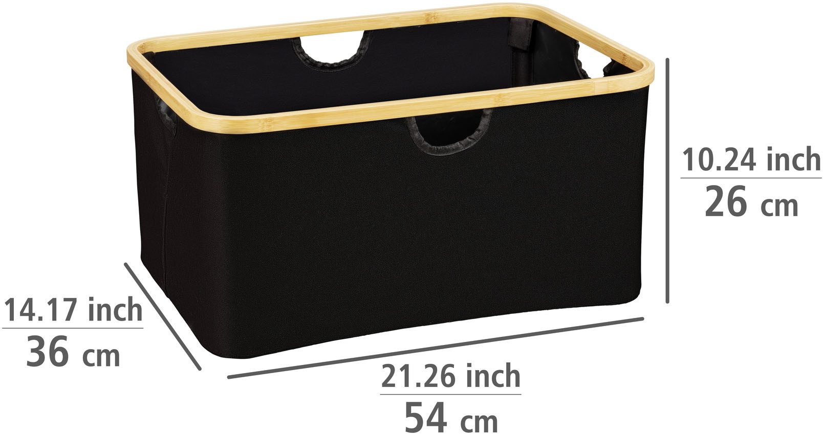 WENKO Wasmand Ecori opvouwbare wasverzamelaar, gerecycled polyester met bamboe frame (1 stuk)