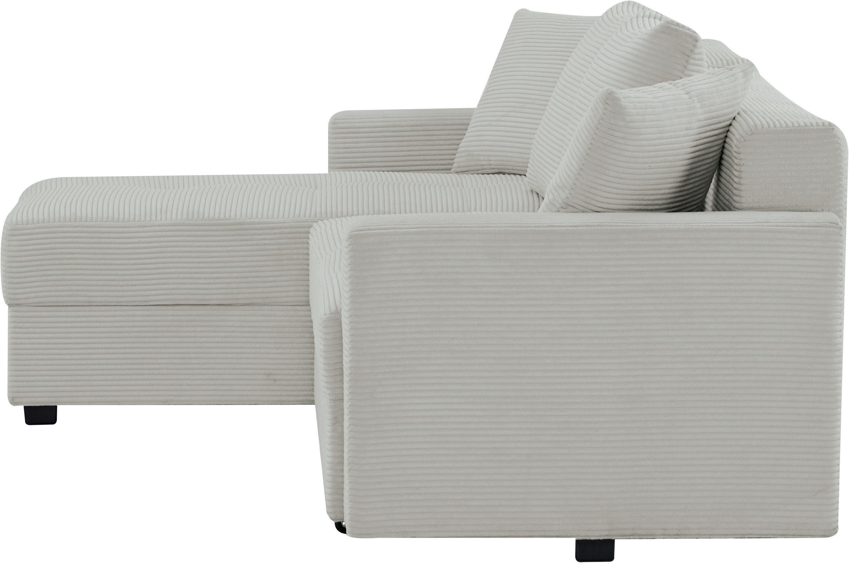 INOSIGN Hoekbank KILLAM, 217 cm, L-vorm, met slaapfunctie en bedlade Recamière rechts / links monteerbaar, in cord en geweven stof