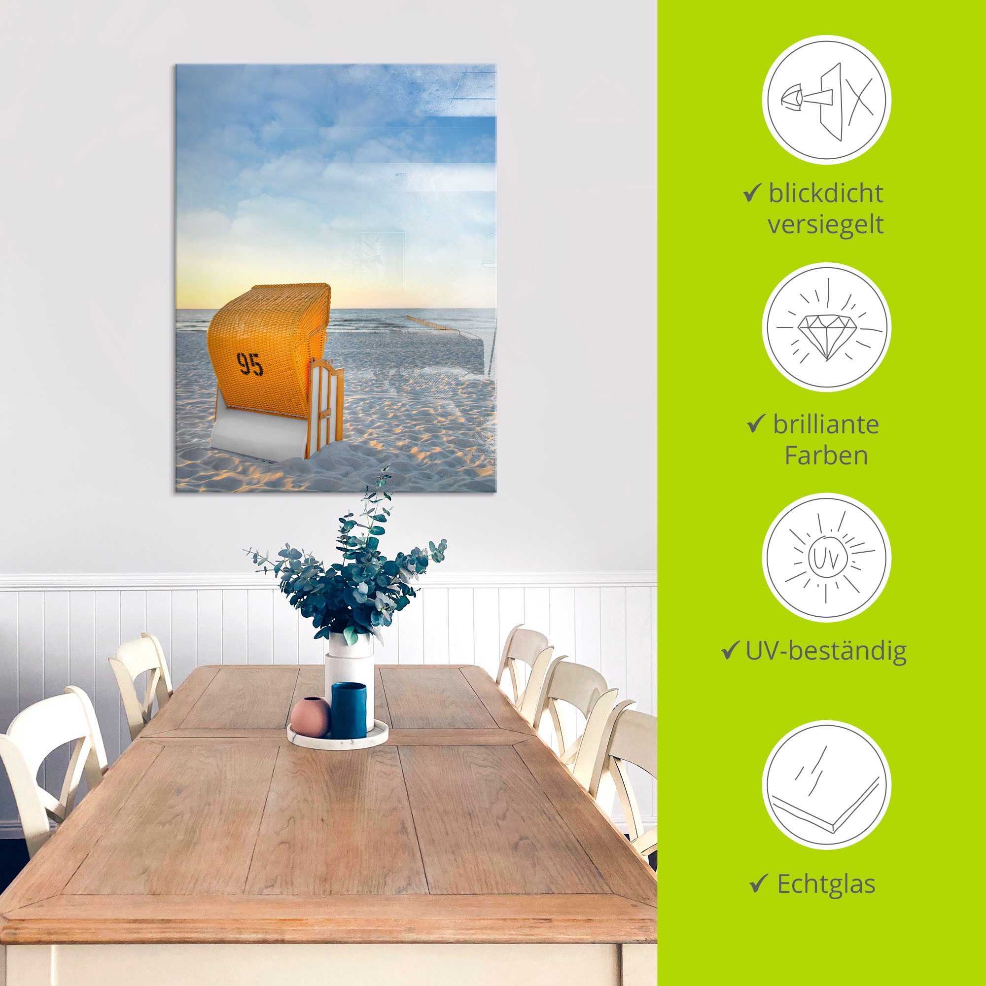 Artland Print op glas Ostsee7 - strandstoel in verschillende maten