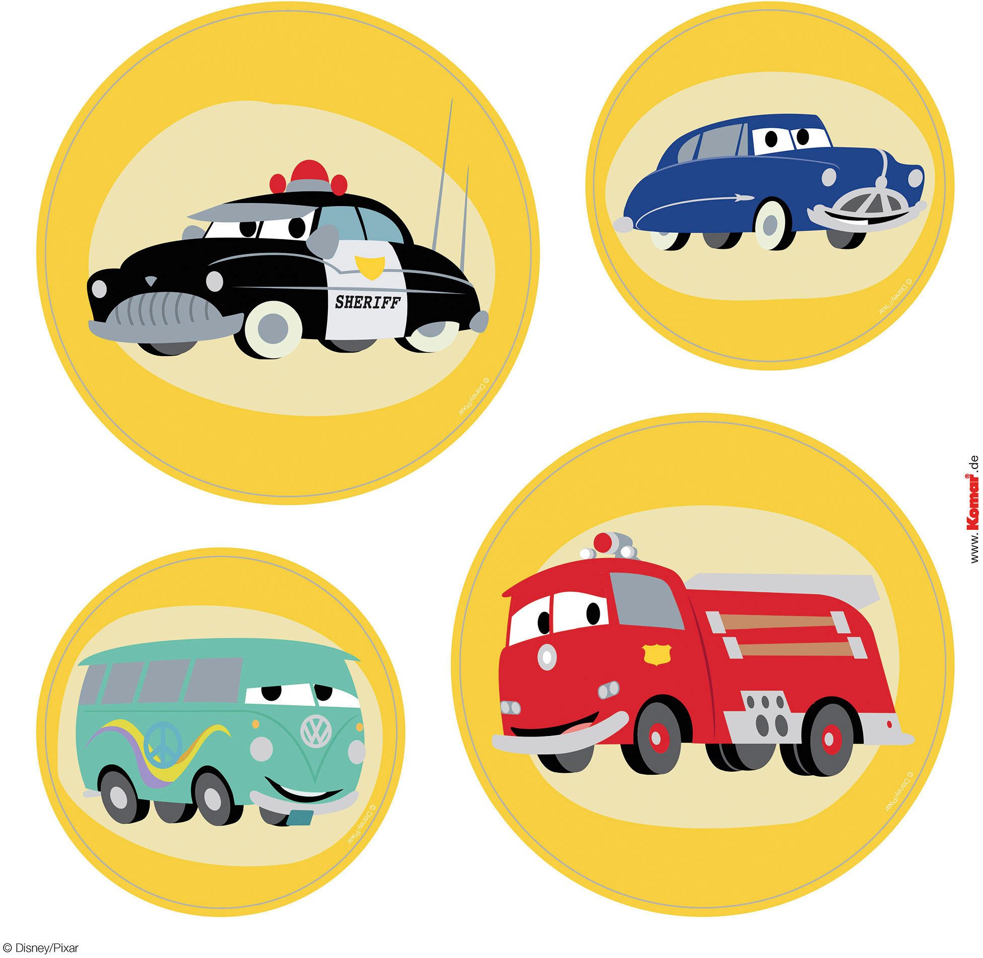 Komar Raamdecoratie Raamsticker - Cars Ka-Chow Bubbles - grootte 30 x 30 cm, 2 vellen (1 stuk)
