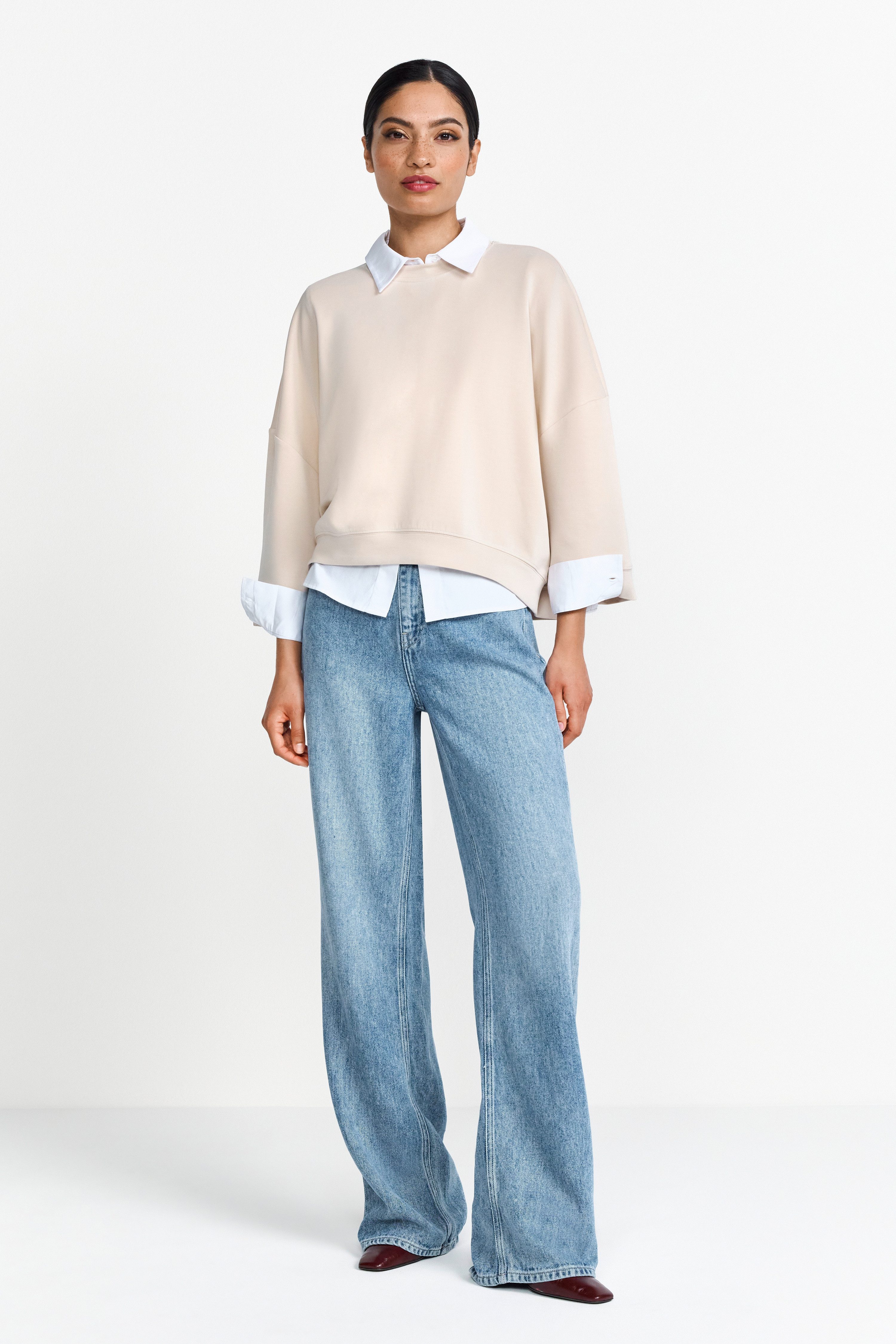 Rich & Royal Shirt met korte mouwen Tencel peached Shirt modieus kortarm sweatshirt