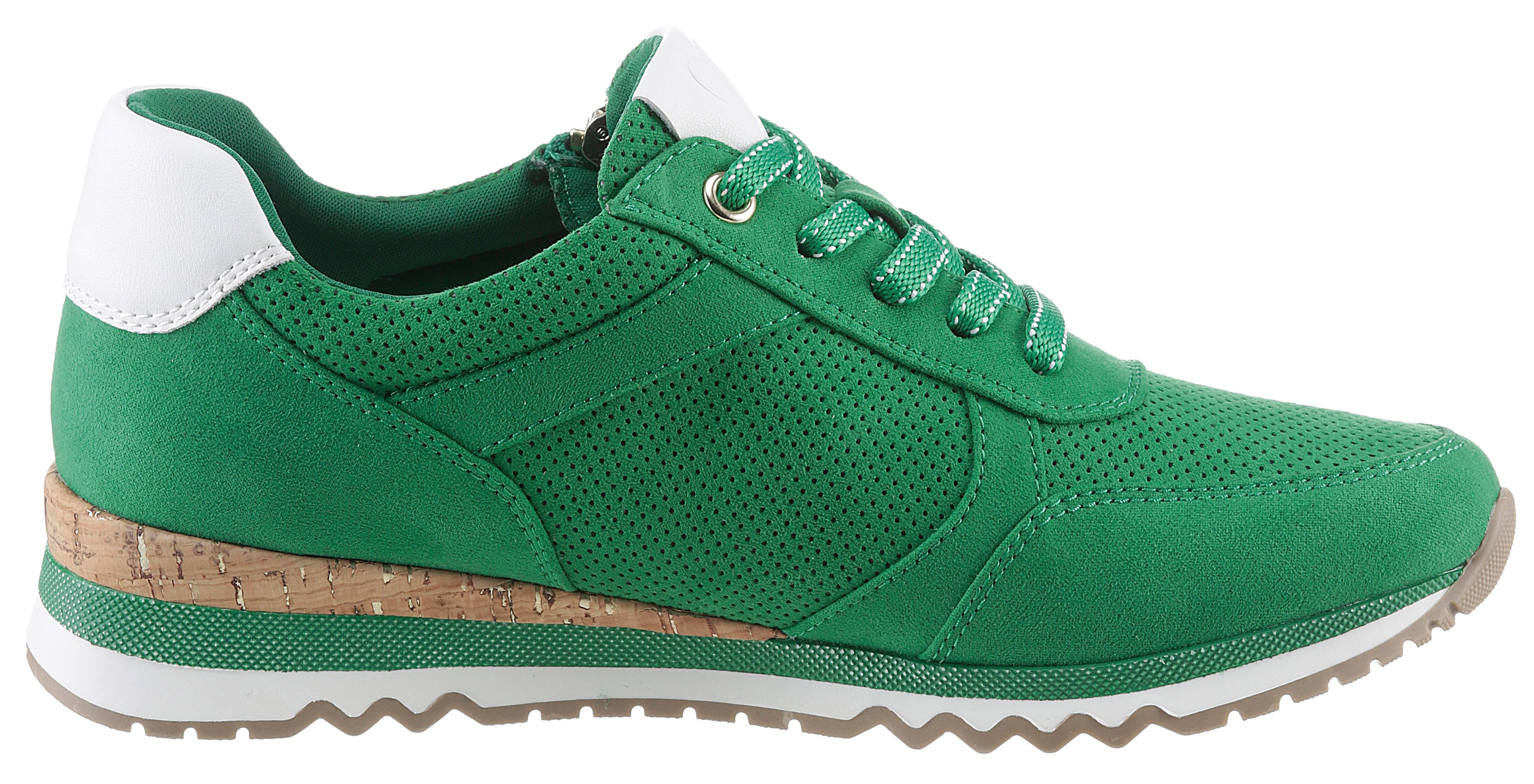 Marco Tozzi Sneakers met sleehak vrijetijdsschoen, lage schoen, veterschoen in vegan uitvoering