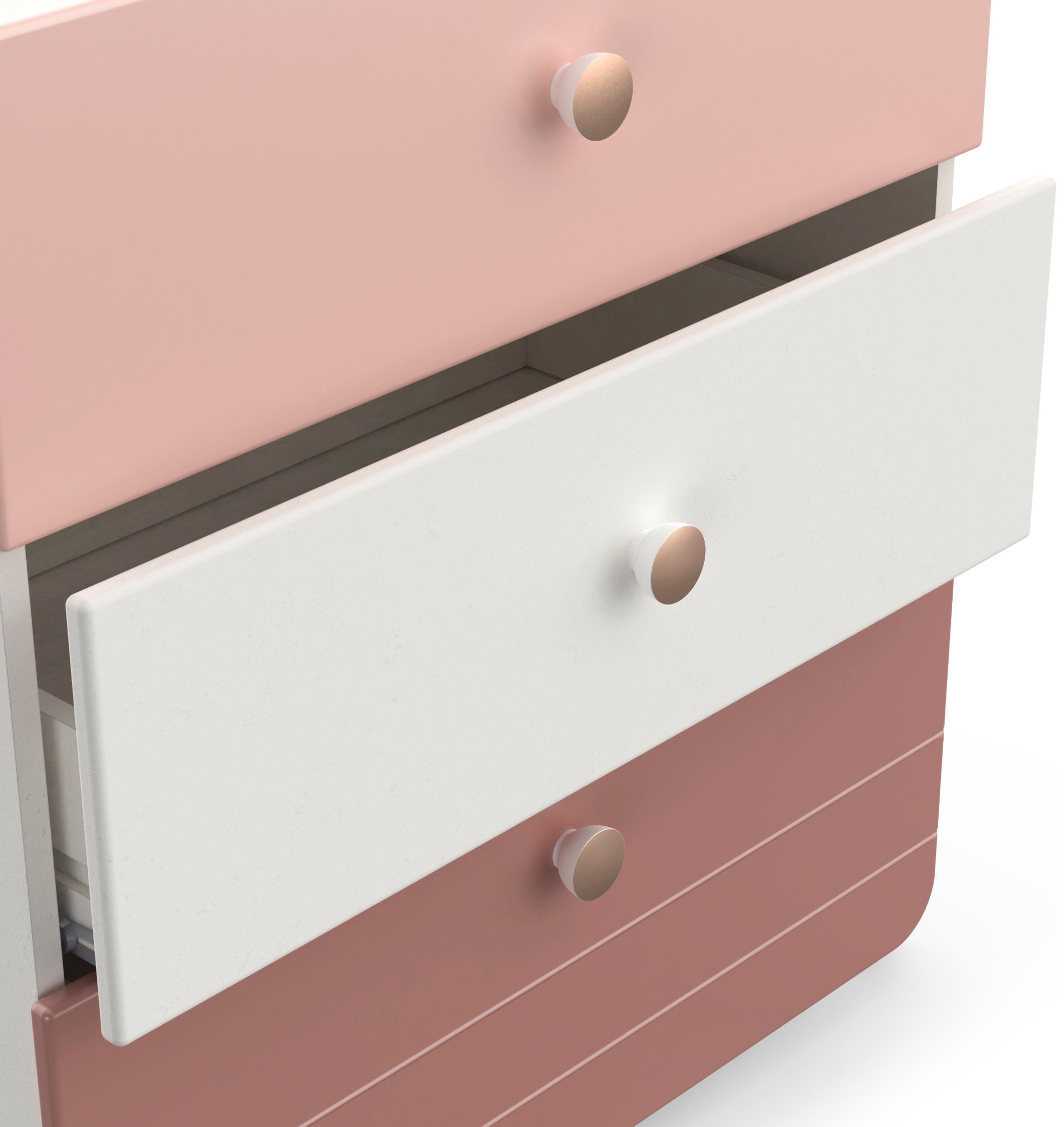 Demeyere GROUP Kast met laden en deuren Jade Lade met rolgeleiding, ronde knoppen met rozegoud-finish
