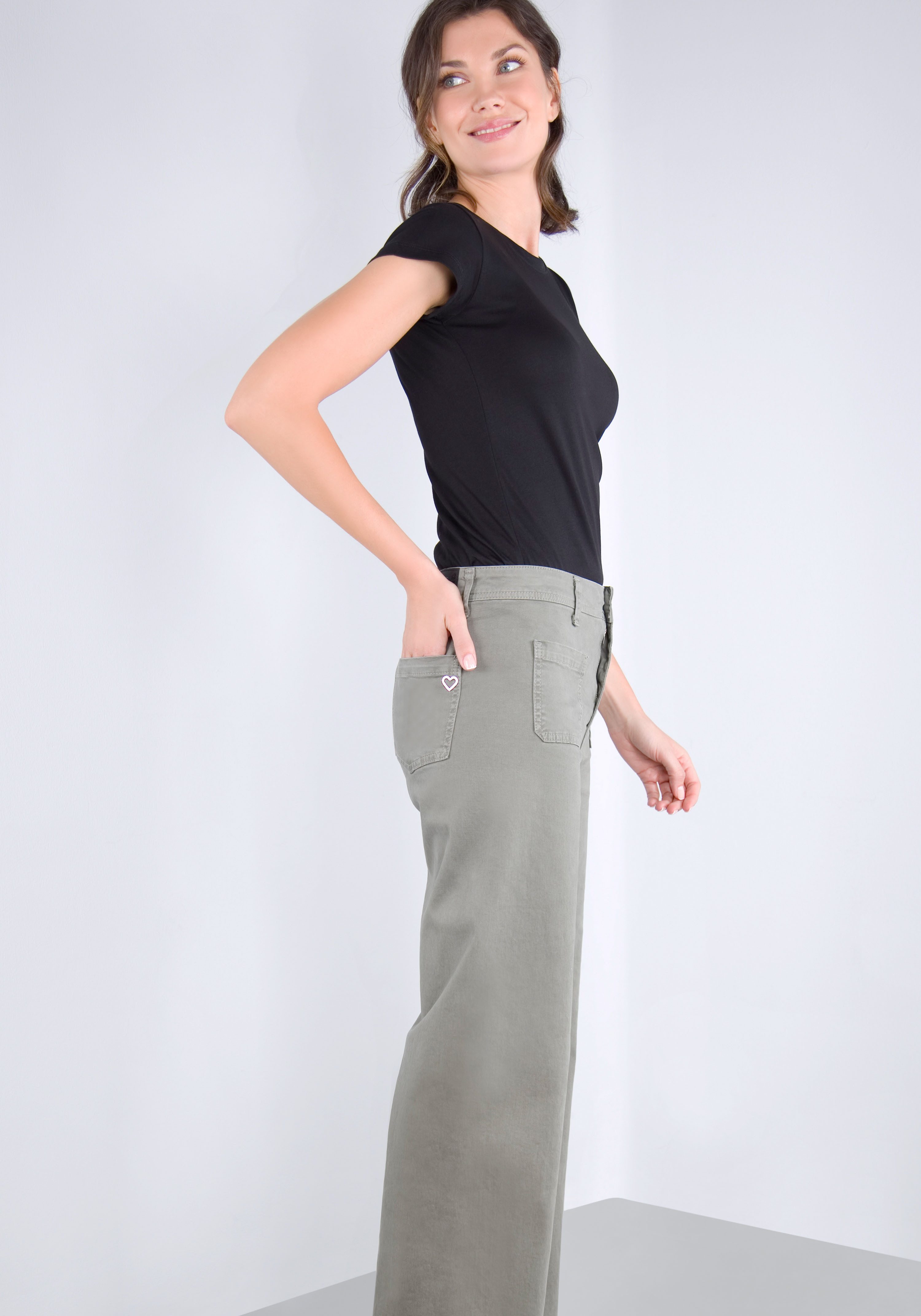 Please Jeans Broek met wijde pijpen van hoogwaardige katoenmix met stretch