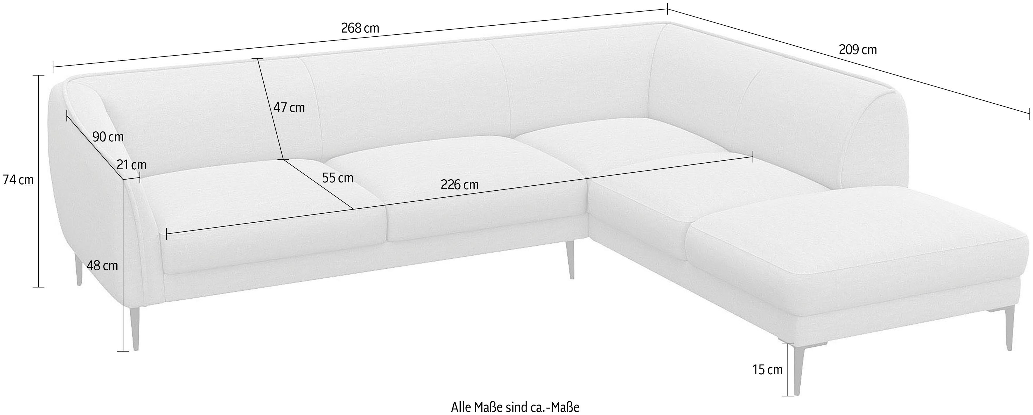 FLEXLUX Hoekbank Belle designbank, L-vorm, BxD 268x209 cm Scandinavisch design, in een sublieme verwerking