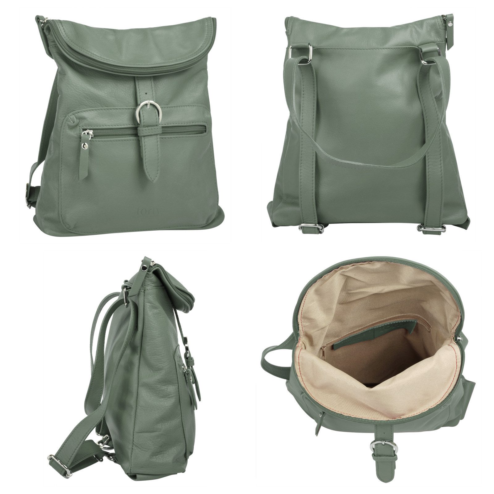 Forty Degrees Rugzak echt leer, made in italy