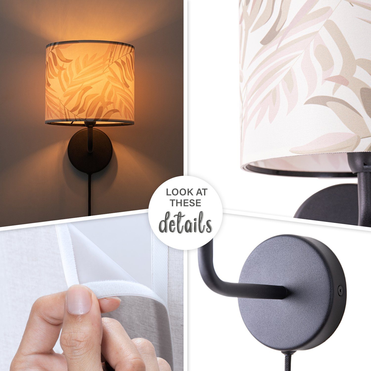 Paco Home Wandlamp Kuba 126 Binnen wandlamp lampenkap nachtlampje kind decor woonkamer palm