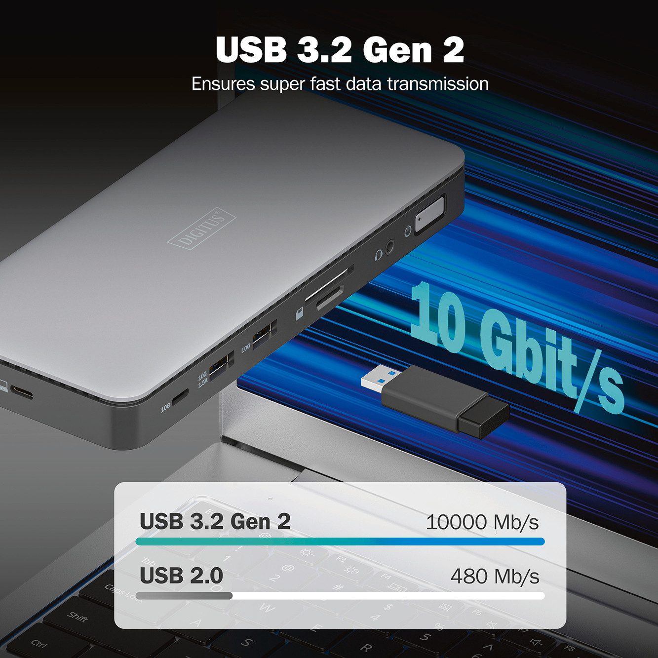 Digitus Laptop-dockingstation USB-C Docking Station, 11-Port, HDMI, USB, RJ45, SD