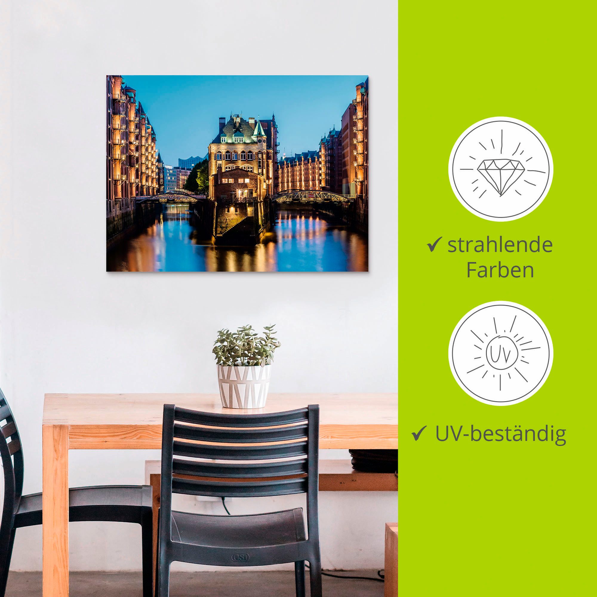 Artland Artprint Hamburg Waterkasteel in Speicherstadt 2 als artprint van aluminium, artprint voor buiten, poster in diverse formaten