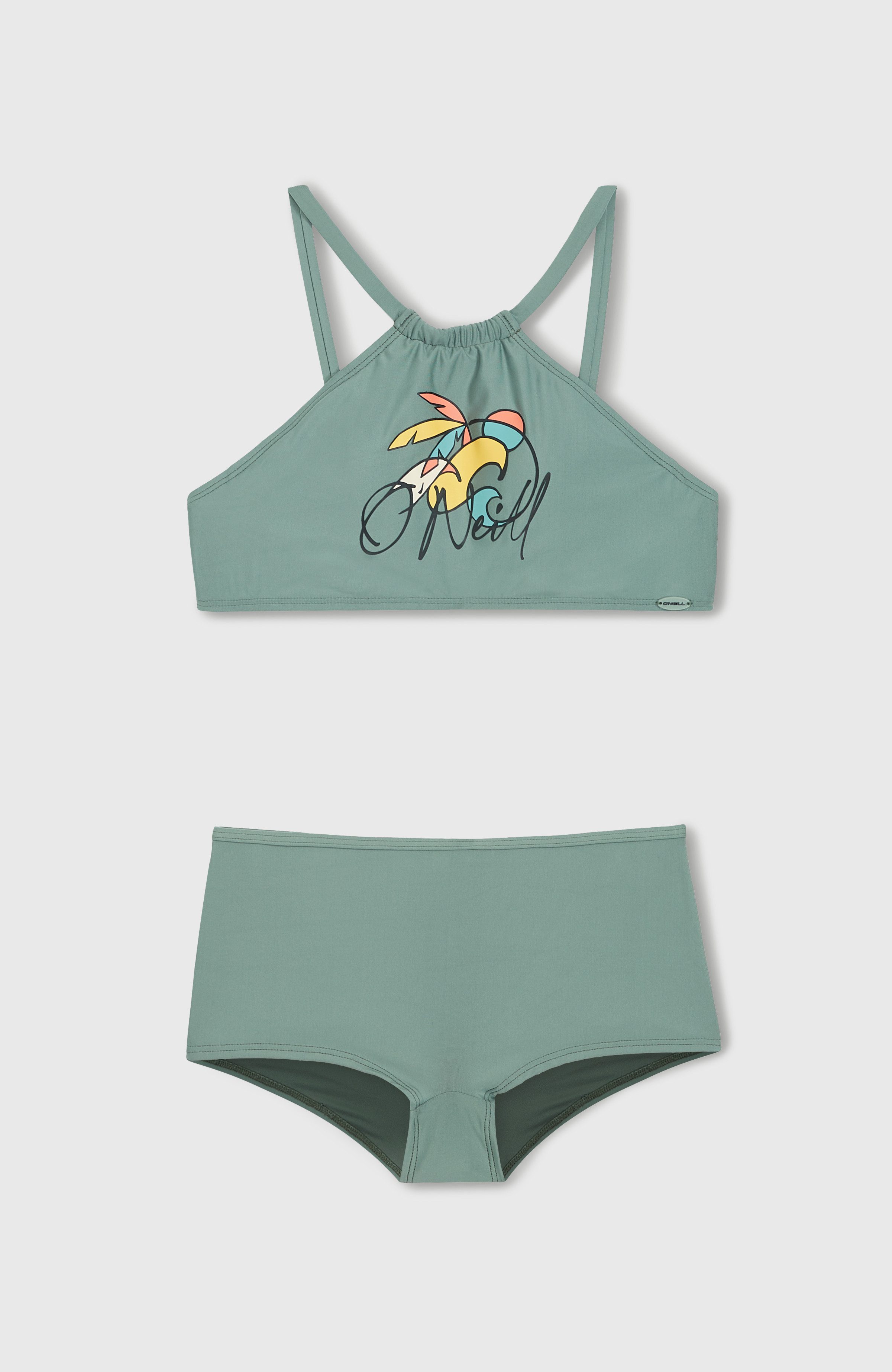 O'Neill crop bikini Cali groen Meisjes Gerecycled polyester Printopdruk 140