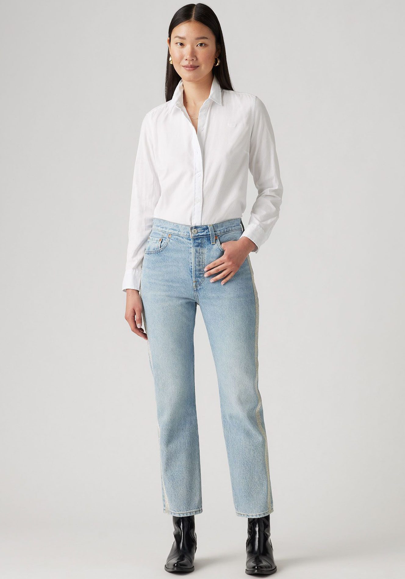 Levi's 7 8 jeans 501 CROP met glinsterende details aan de zijnaad