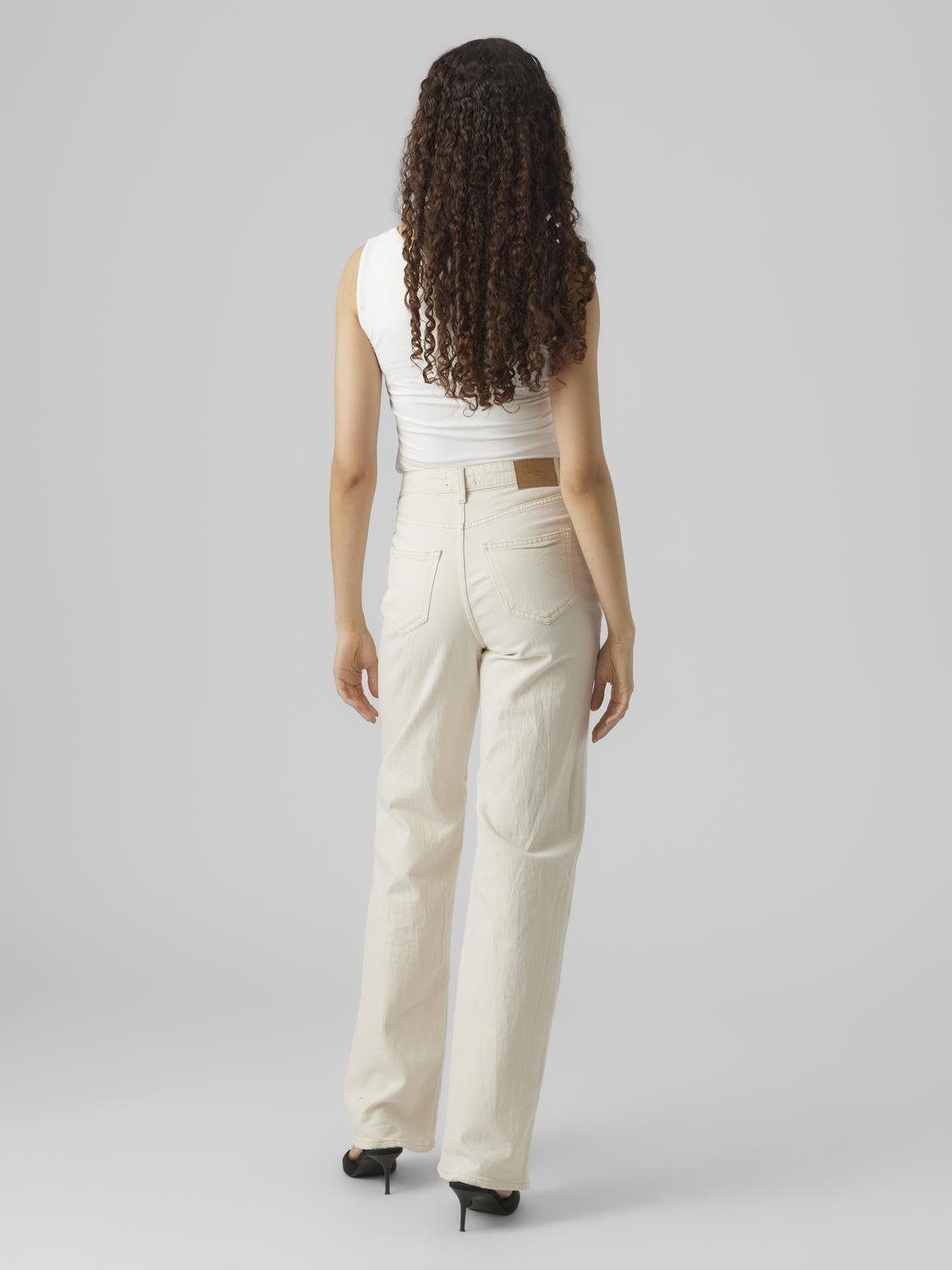 Vero Moda Straight jeans VMTESSA HR WIDE STR JEANS ECRU GA