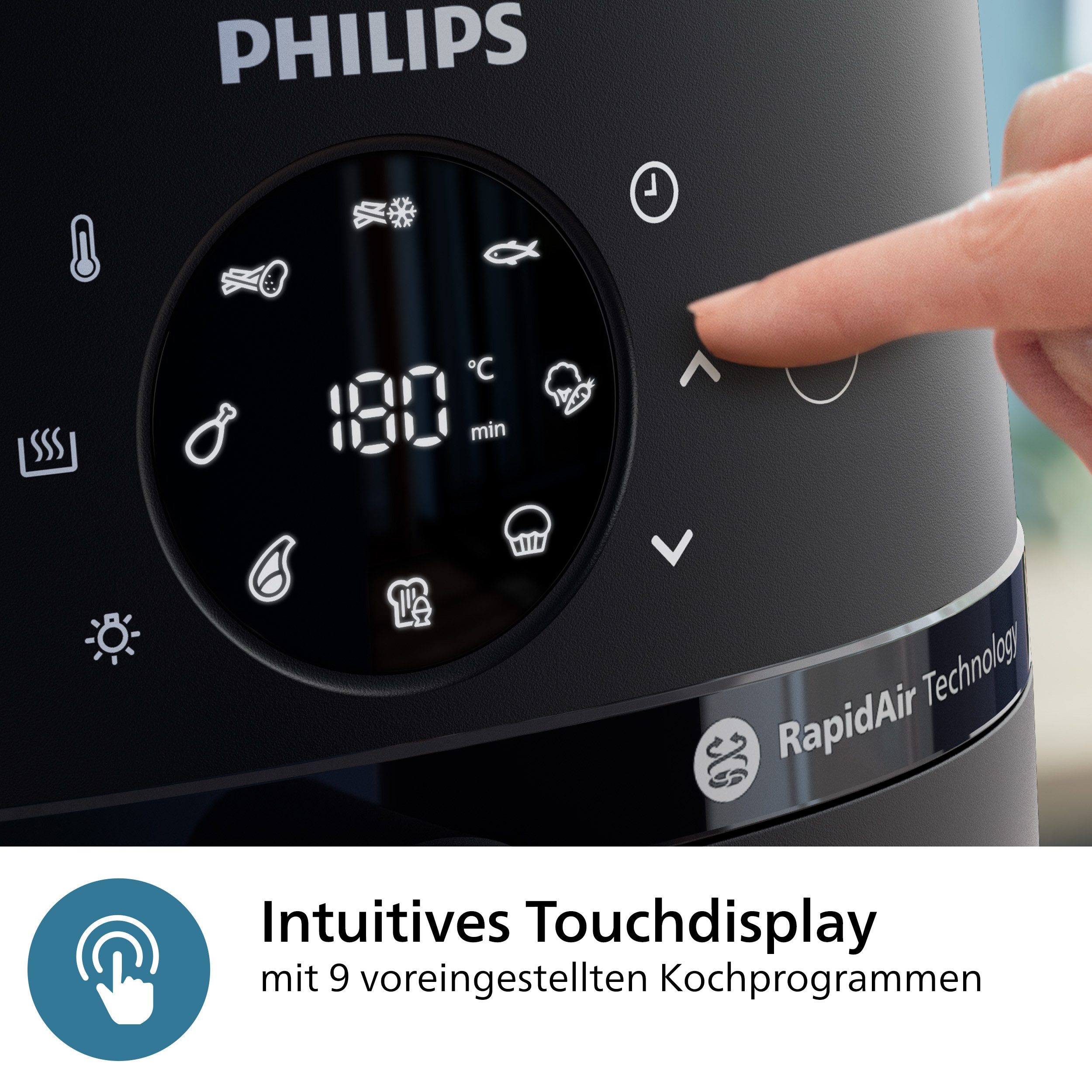 Philips Airfryer 2000 NA221/00, mit 4.2L, Sichtfenster