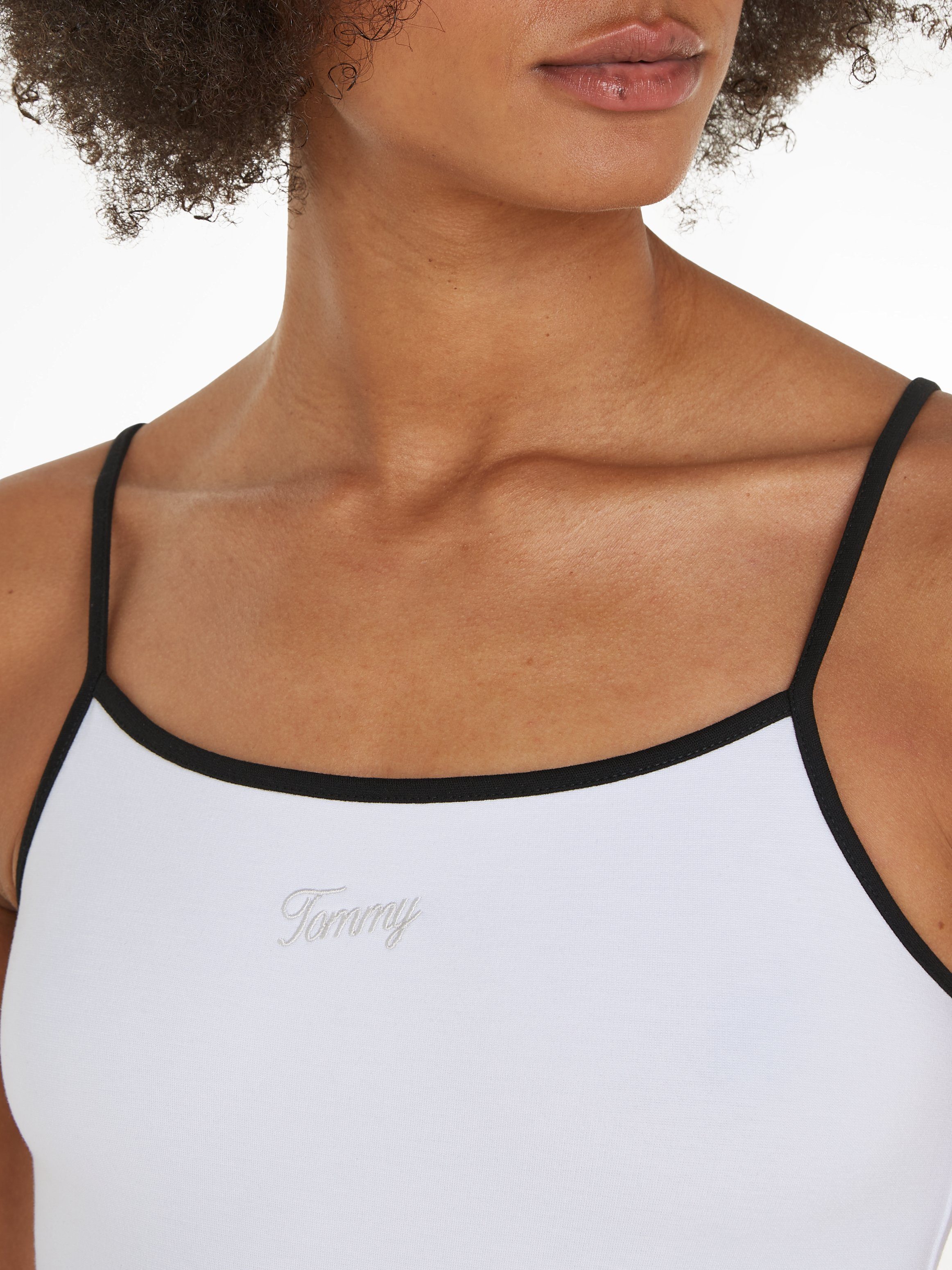 TOMMY JEANS Top met spaghettibandjes TJW SLIM SCRIPT BINDING TOP met -logo-opschrift