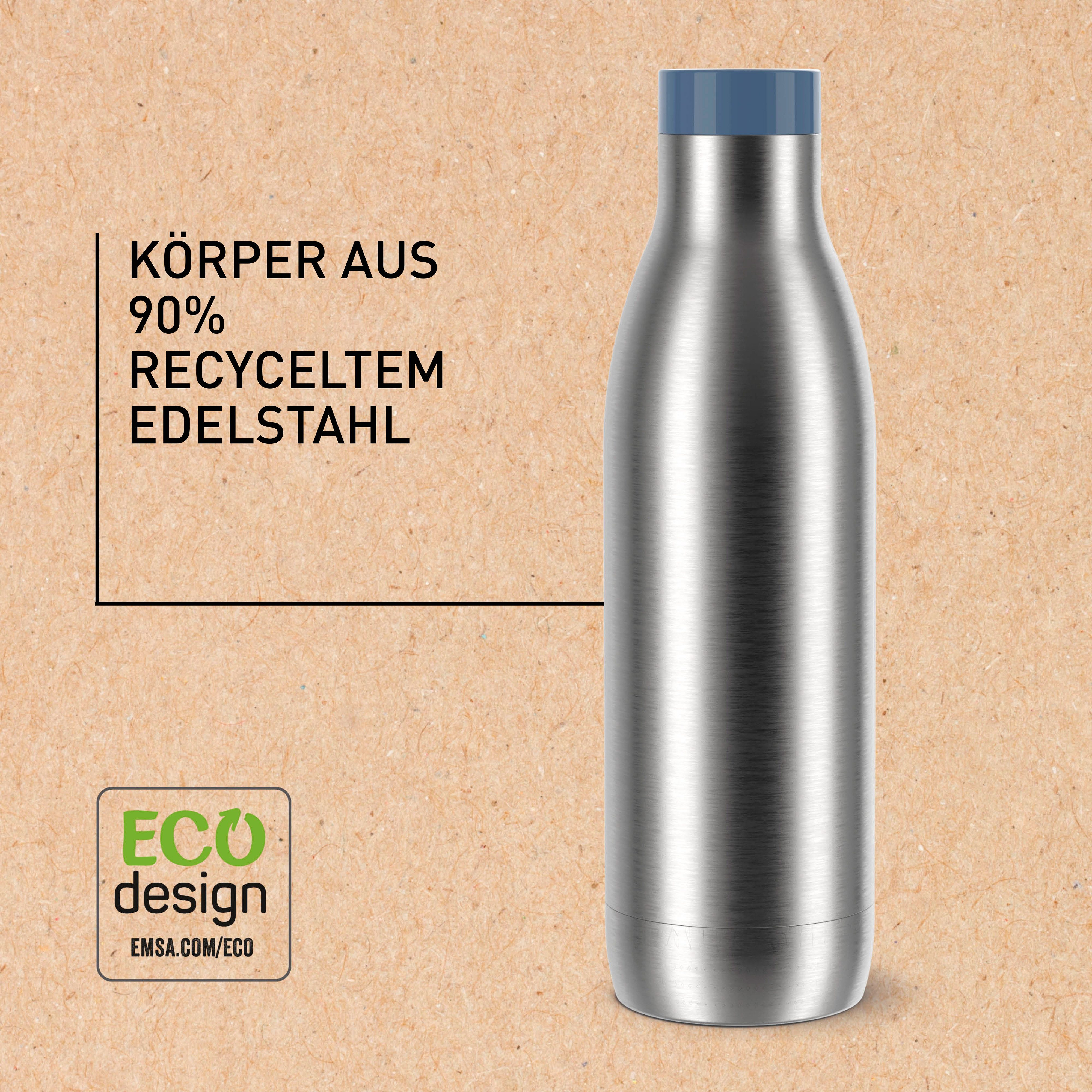 Emsa Thermosfles Bludrop Eco 0,7 liter, lekvrij, 24 uur koud, 12 uur warm, vaatwasmachinebestendig (1-delig)