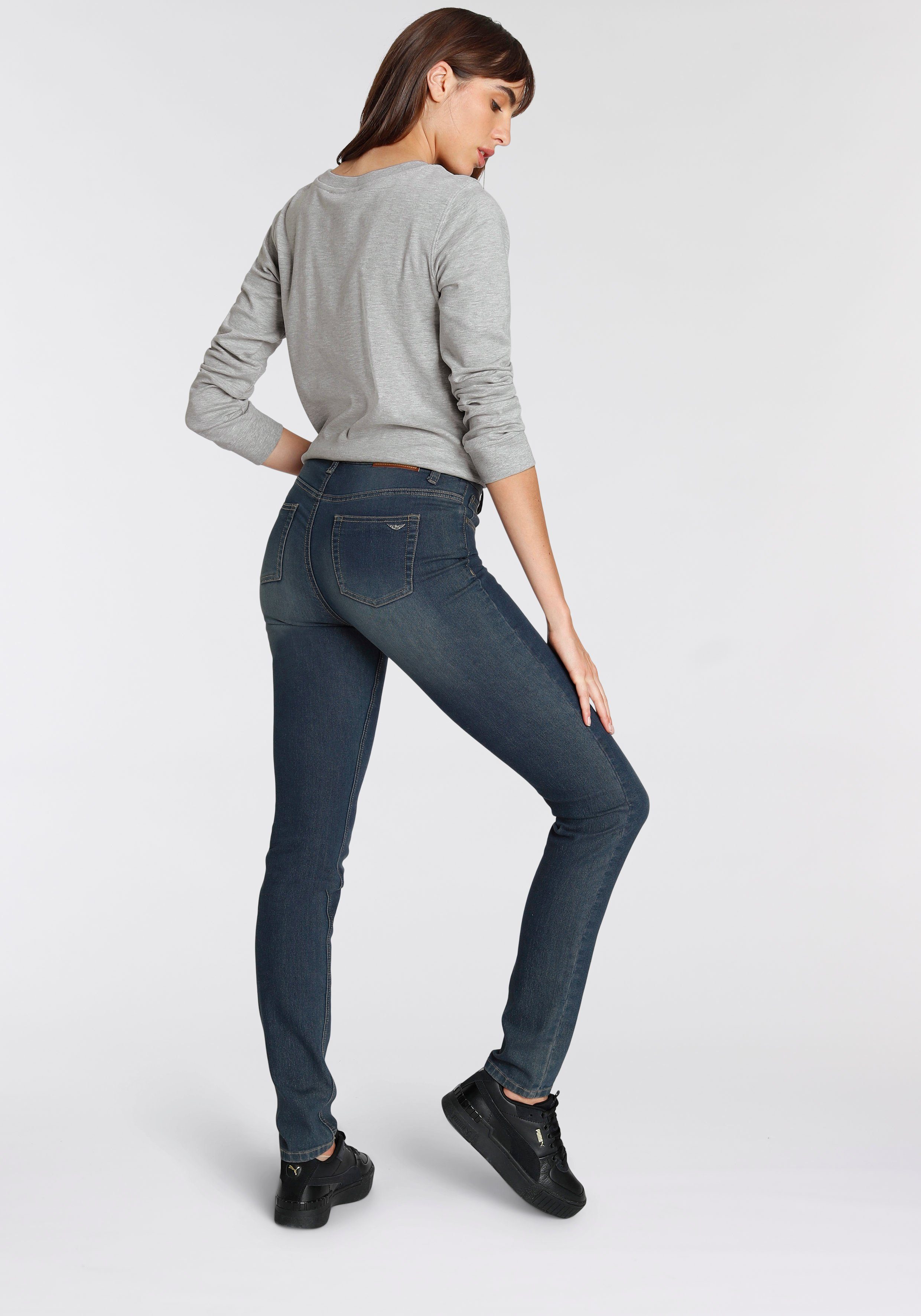 Arizona Slim fit jeans Shaping strakke pasvorm, skinny jeans, used-look-wassing, hoge taille