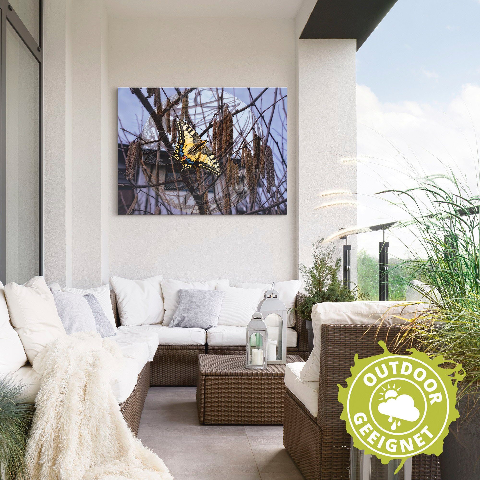 Artland Artprint Blik uit het venster - Burghausener burcht als artprint van aluminium, artprint op linnen, muursticker of poster in verschillende maten