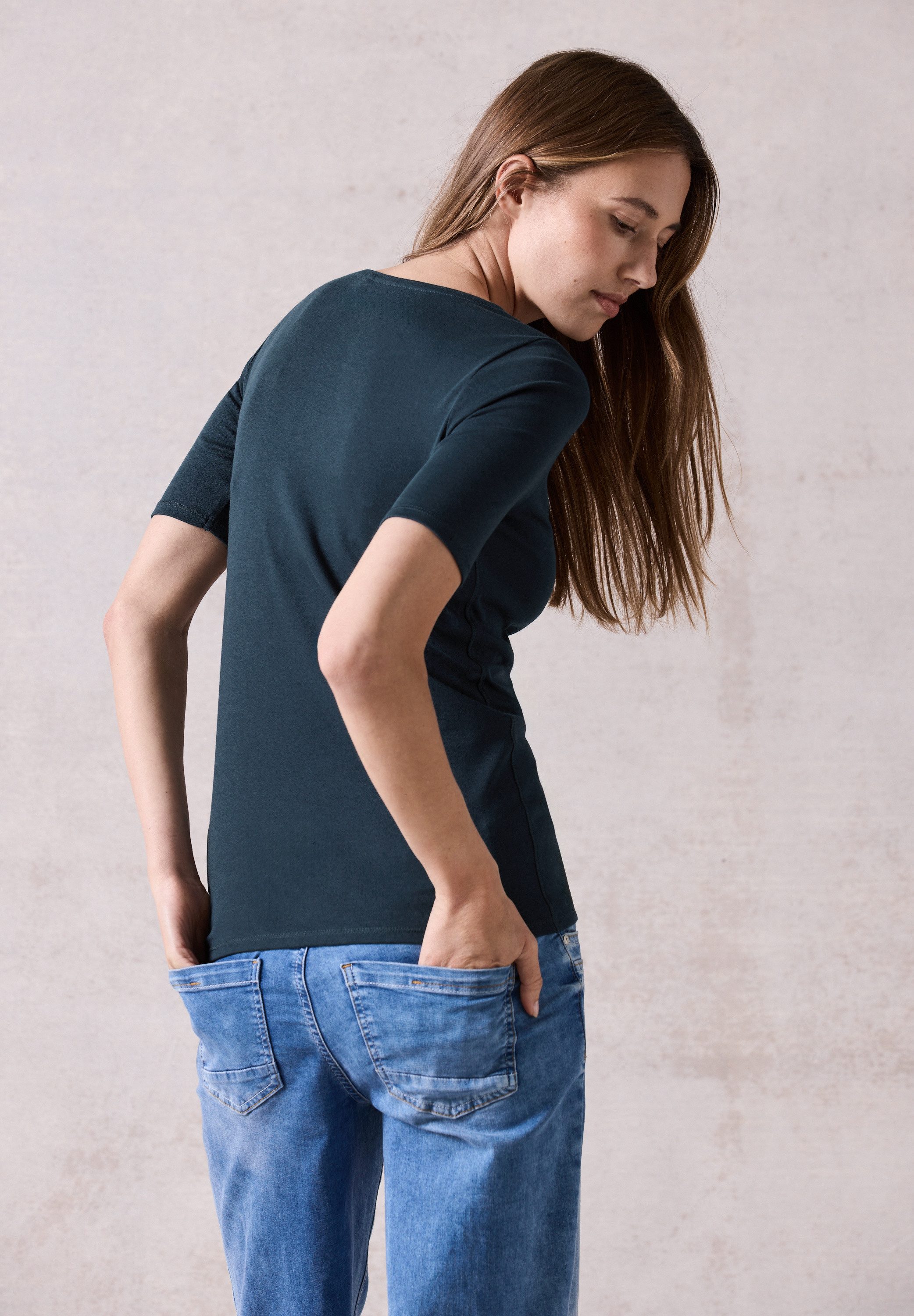 Cecil Shirt met ronde hals Stijl Lena met korte mouwen