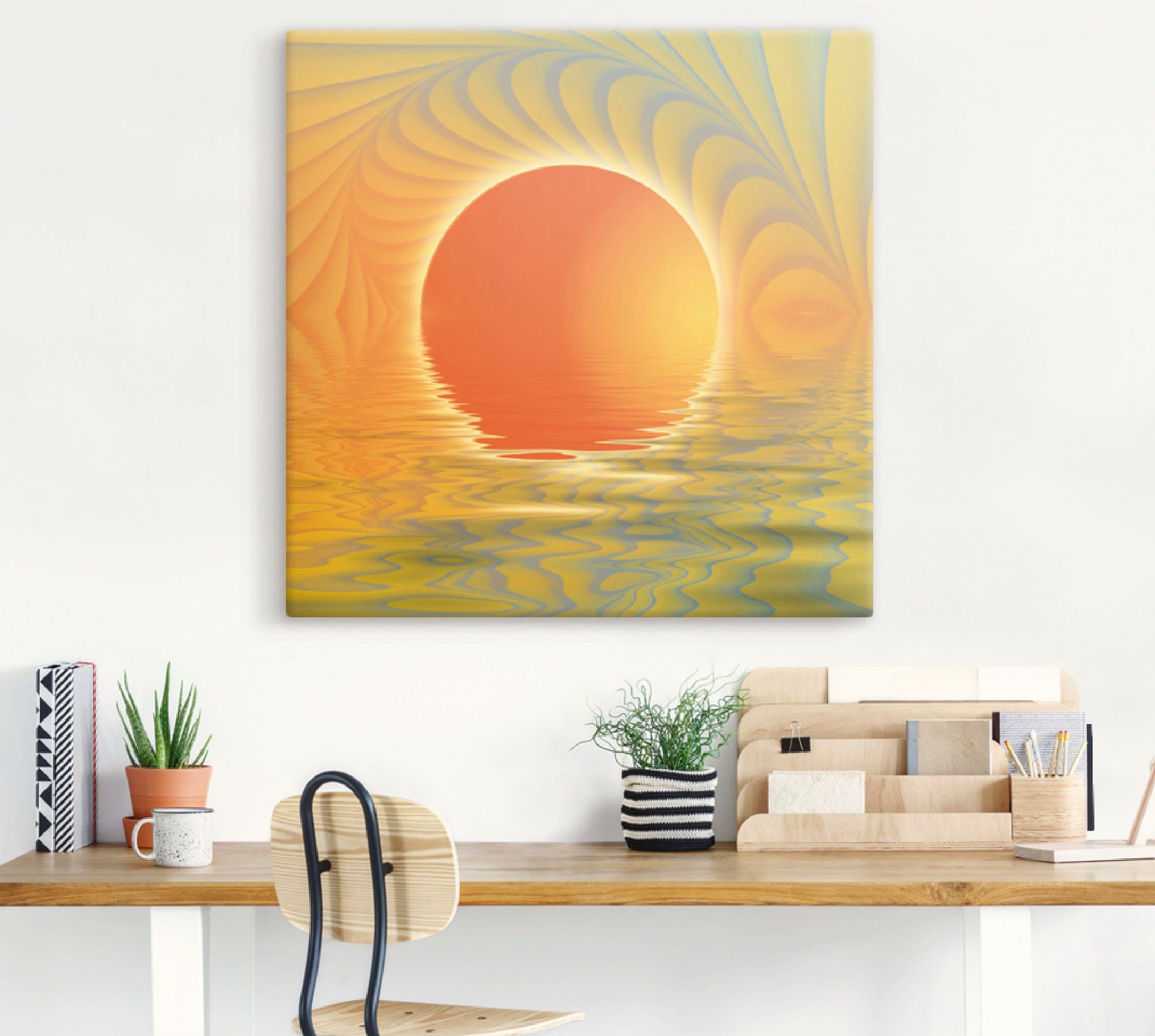 Artland Artprint Abstracte zonsondergang als artprint op linnen, poster in verschillende formaten maten