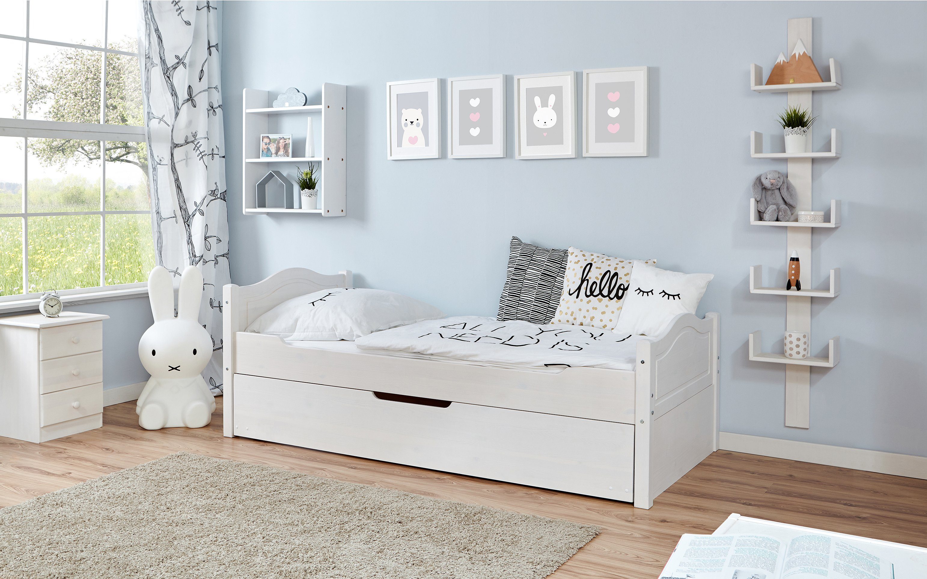 Ticaa Kinderbed Leni Eenpersoonsbed, incl. extra bed en lattenbodem