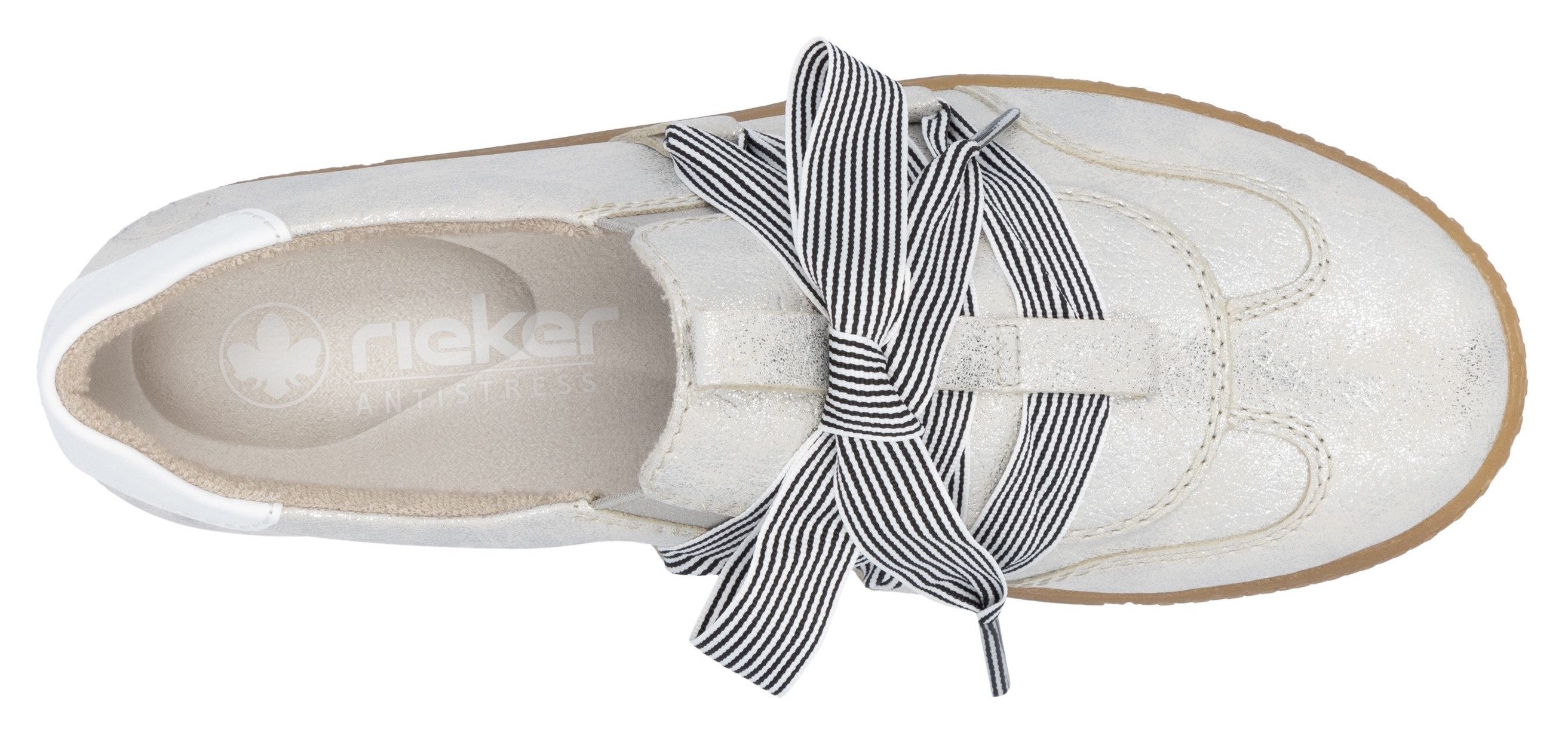 Rieker Slip-on sneakers , slipper, lage schoen, vrijetijdssneaker met modieuze veters
