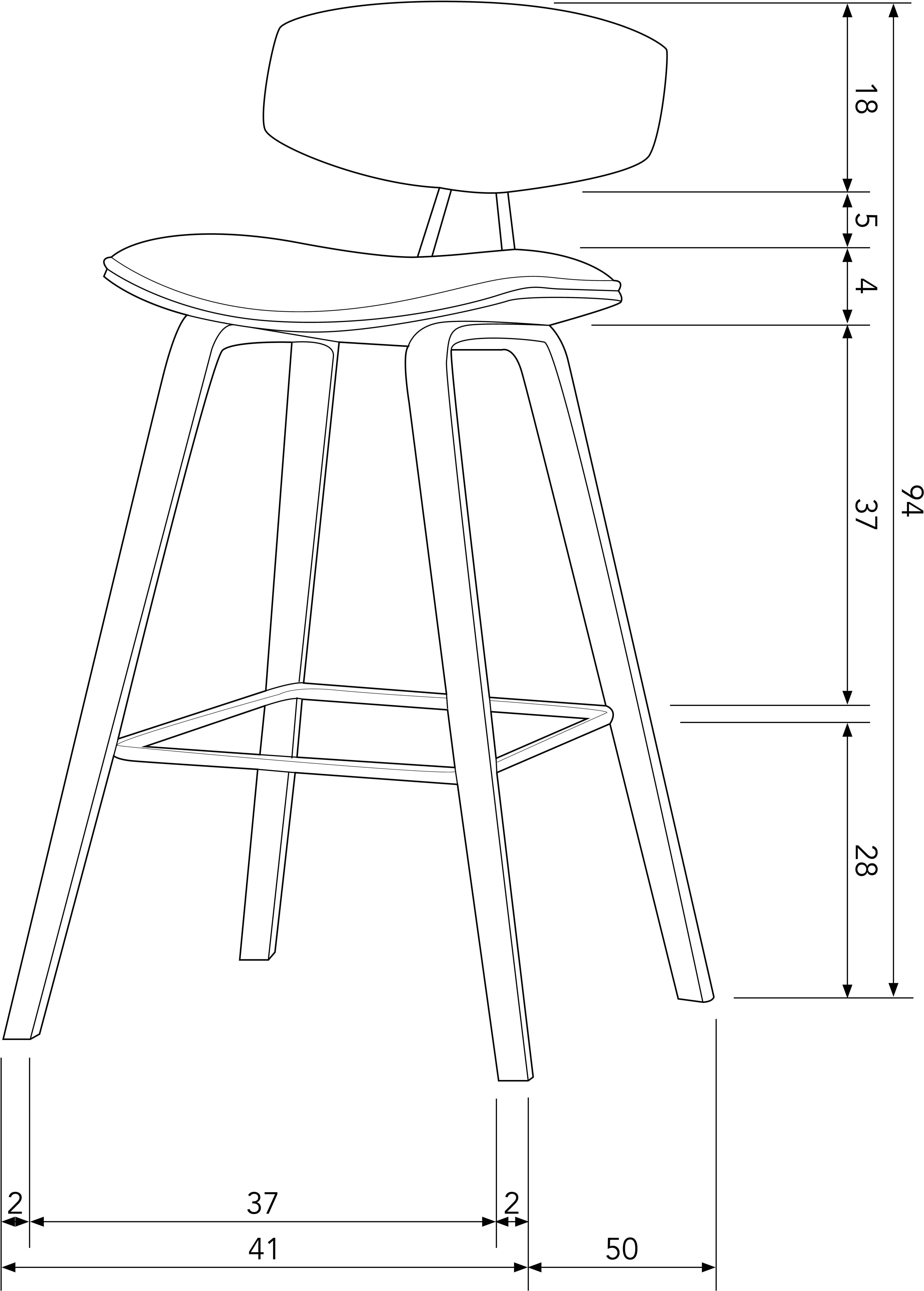 WOOOD Barkruk Senn Zitvlak van velours, H 94 cm x B 41 cm (2 stuks)