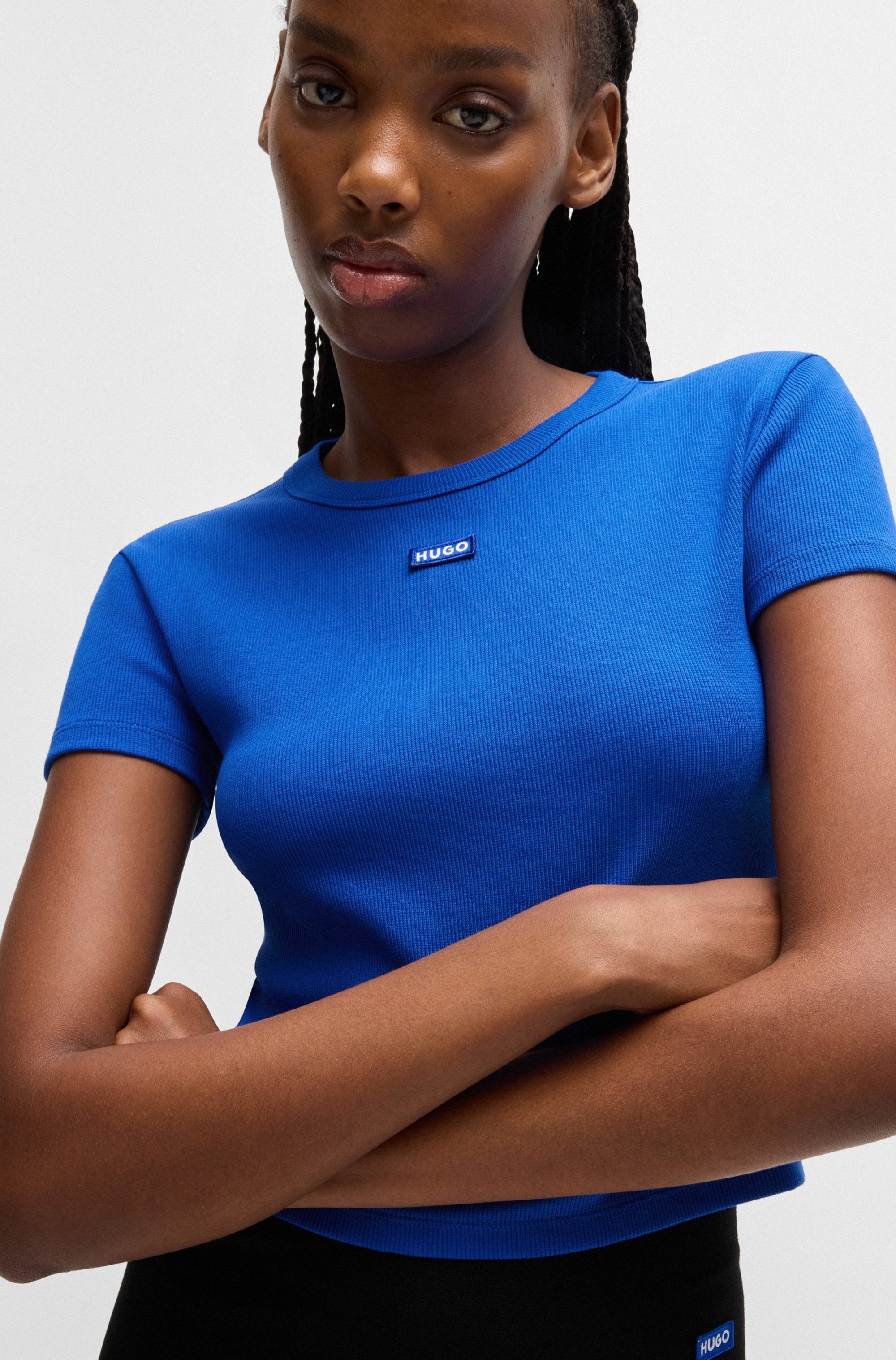 HUGO Blue T-shirt Baby Tee in verkorte lengte