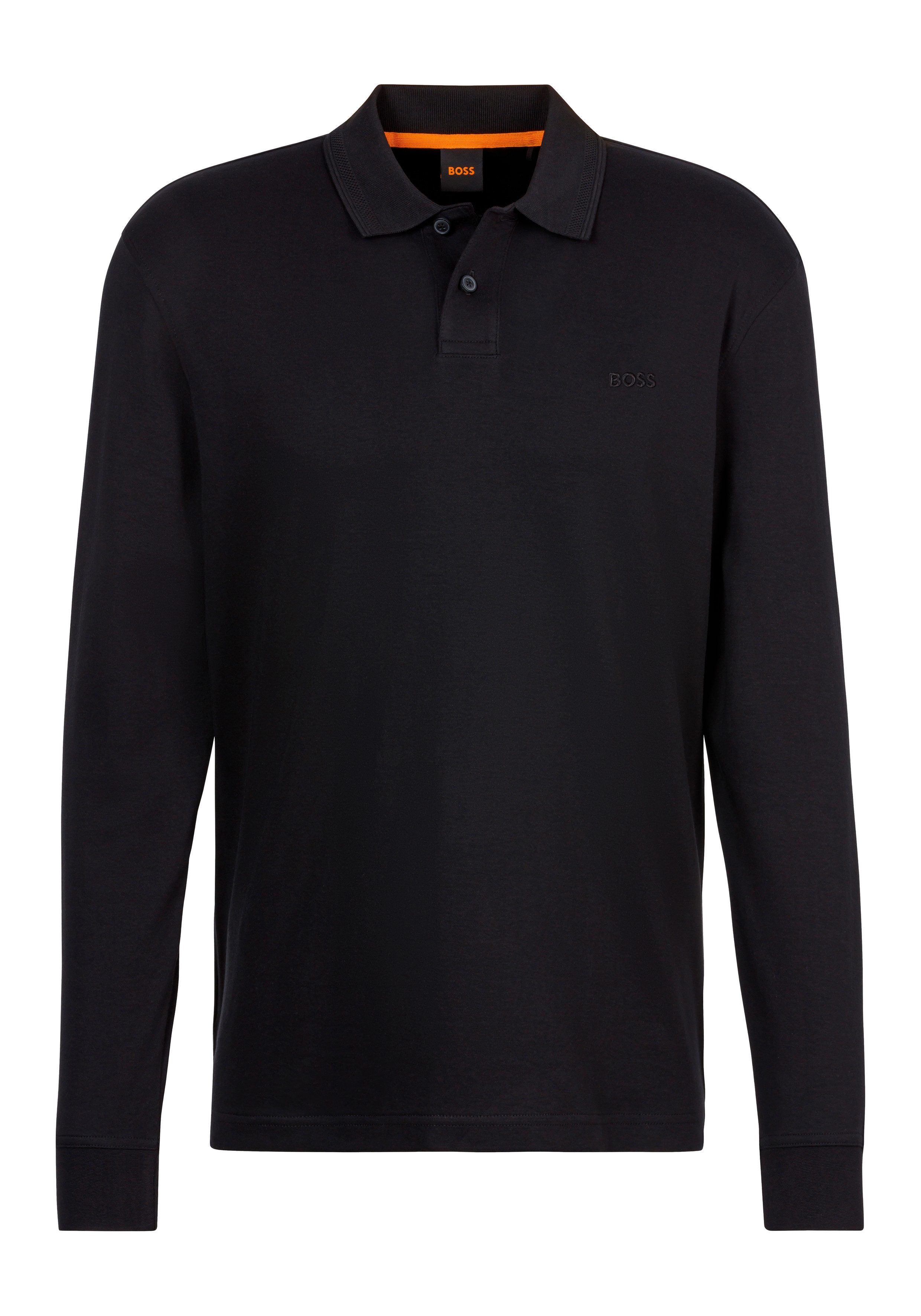 Boss Orange Poloshirt Pe_interlock_long heren poloshirts maat M zwart