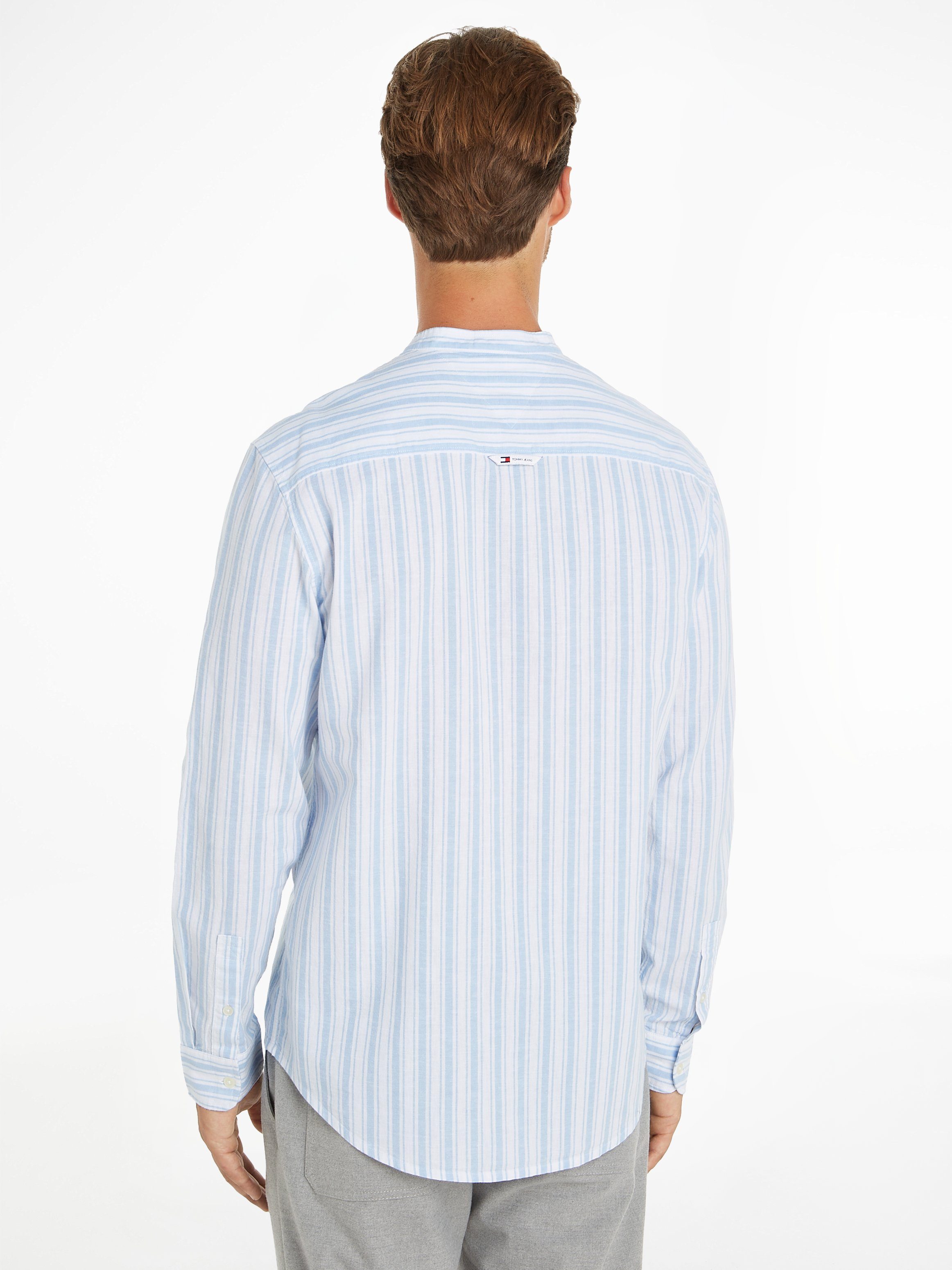TOMMY JEANS Overhemd met lange mouwen TJM MAO STRIPE LINEN BLEND SHIRT