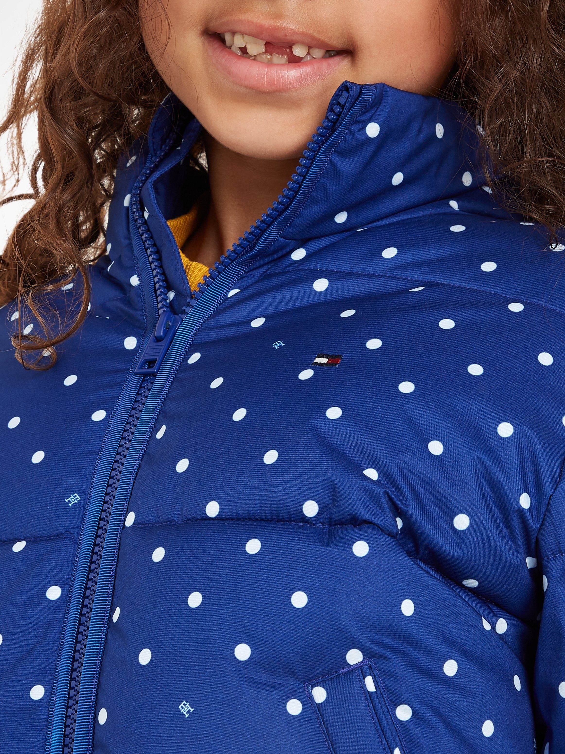 Tommy Hilfiger Winterjack ALLOVER PRINTED PUFFER JACKET Kinderen Kids Junior MiniMe, met allover stippenpatroon