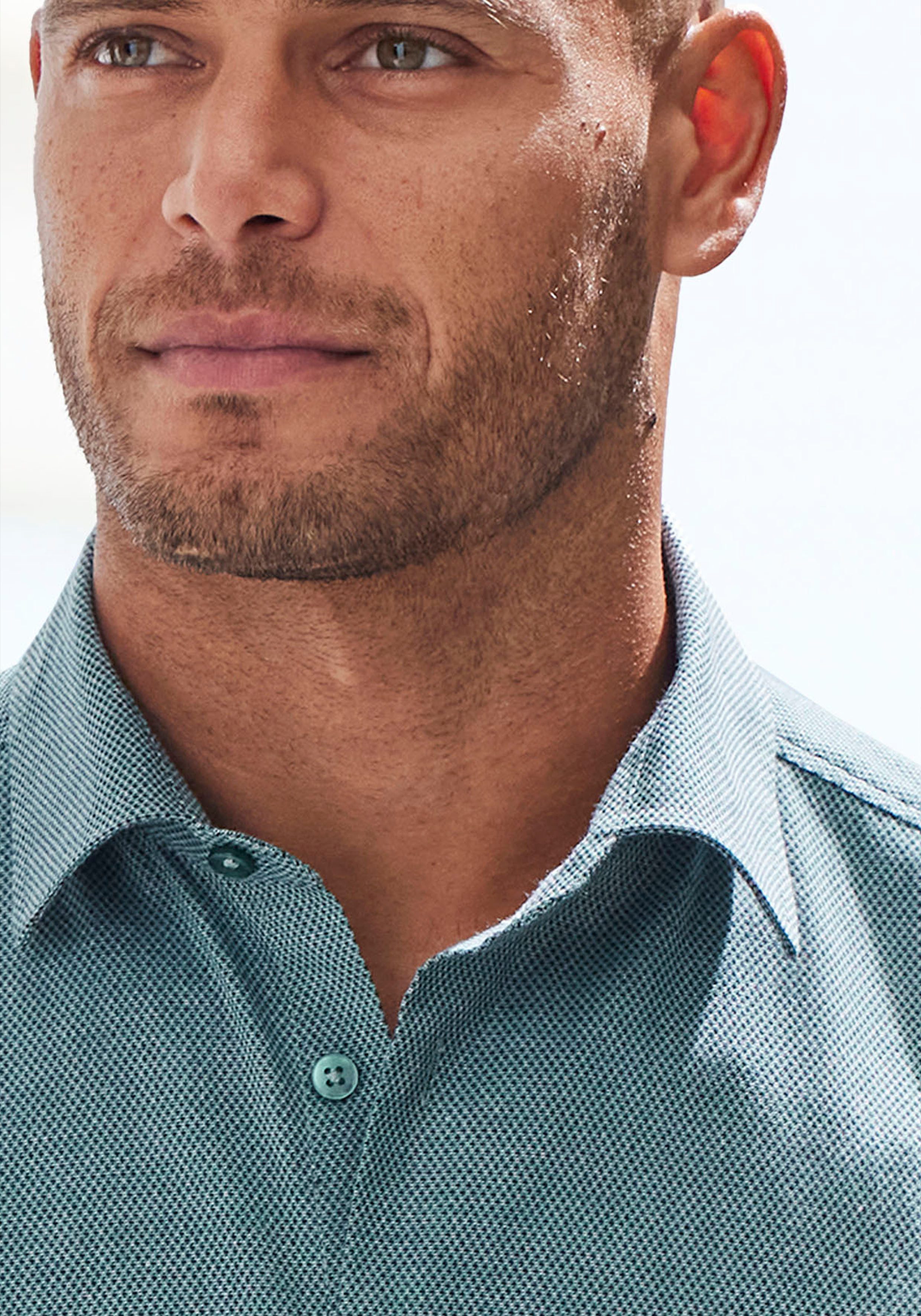 H.I.S Overhemd met lange mouwen Regular fit elastisch jacquard-shirt in regular fit onderhoudsvriendelijk van katoenmix