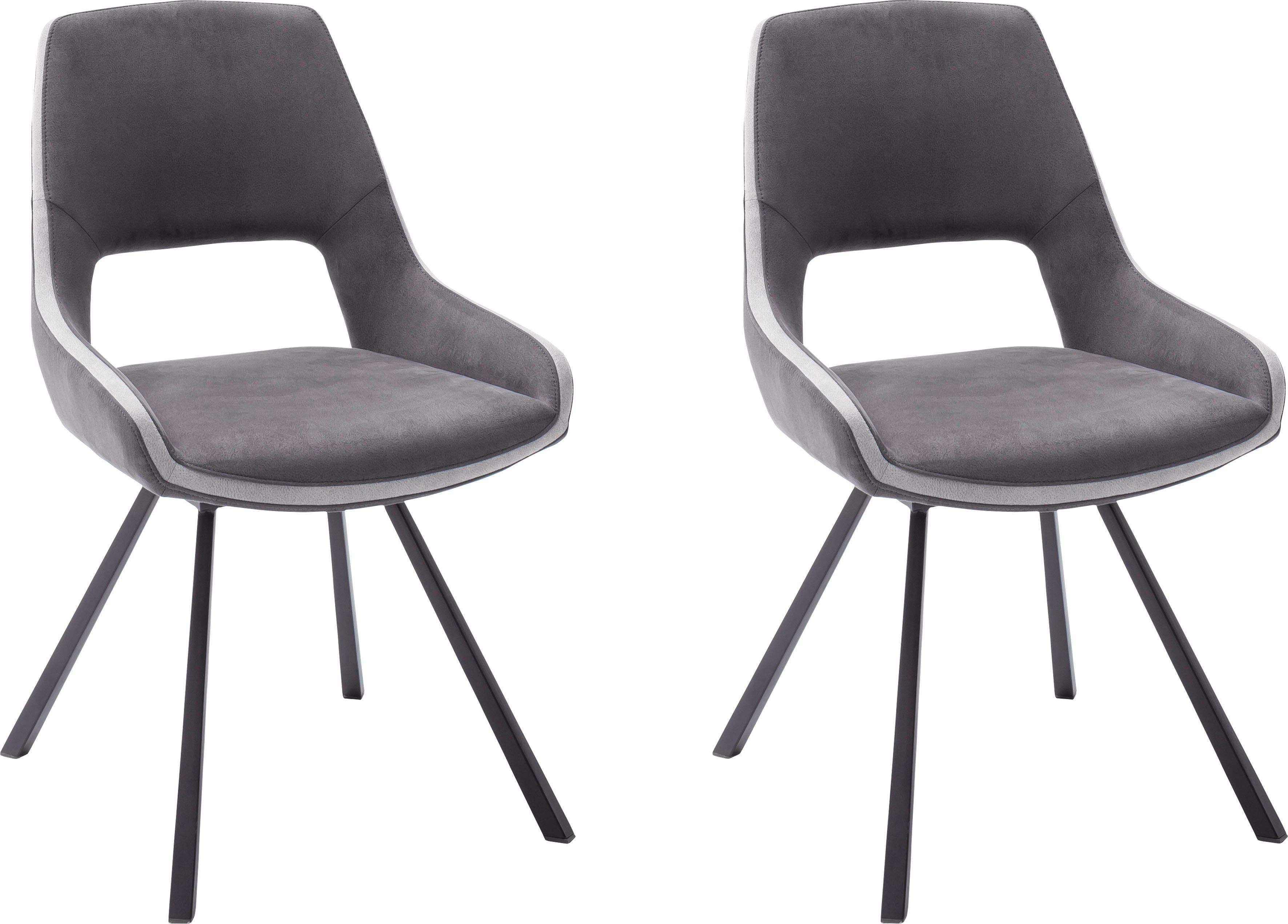MCA furniture Eetkamerstoel Bayonne 2-set, stoel 180° draaibaar, belastbaar tot 120 kg, zithoogte ca. 50 cm (set, 2 stuks) 4 poot stoelen grijs