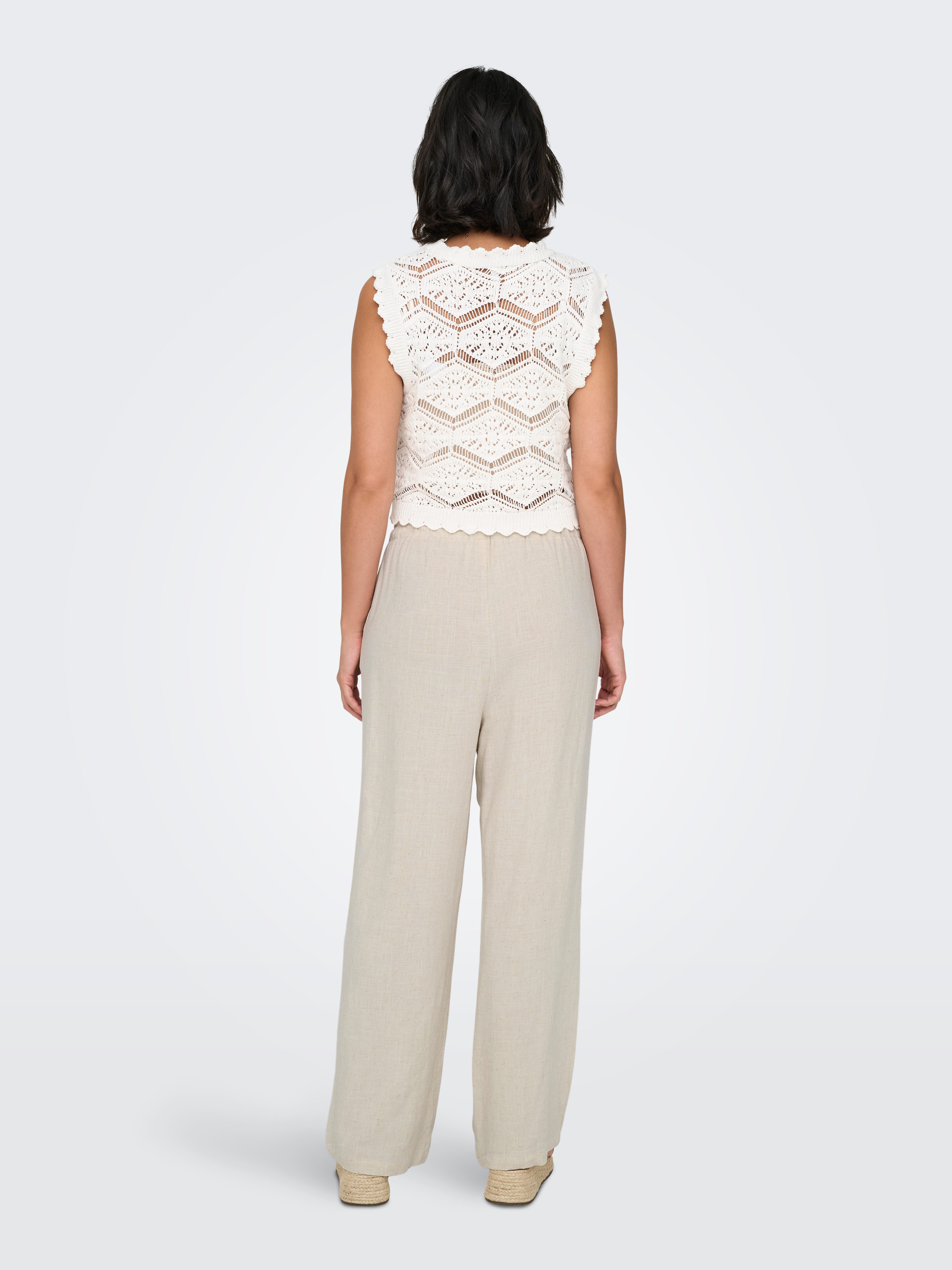Only Joggingbroek ONLSIESTA MW PULL-UP LINEN BL PNT NOOS