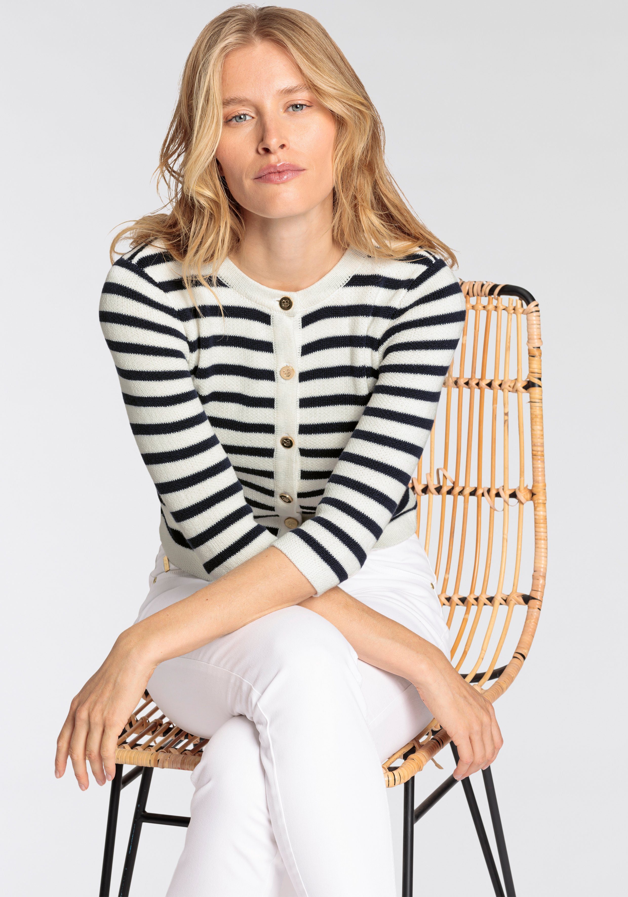 DELMAO Vest in een moderne look met maritieme strepen