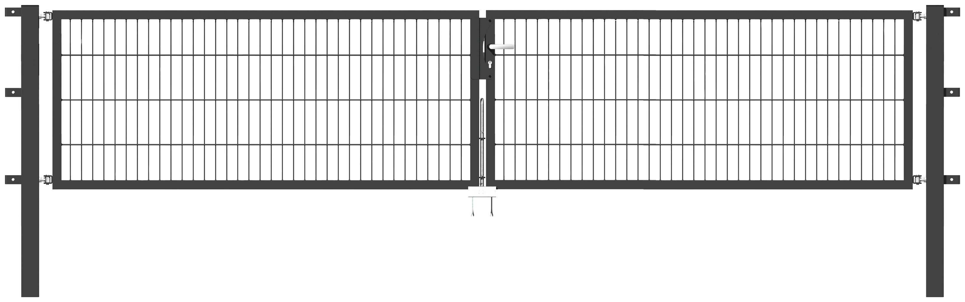 GAH Alberts Deur met dubbel hek Flexo 400 cm breed, in verschillende hoogten hekken maat 400 cm x 80 cm grijs
