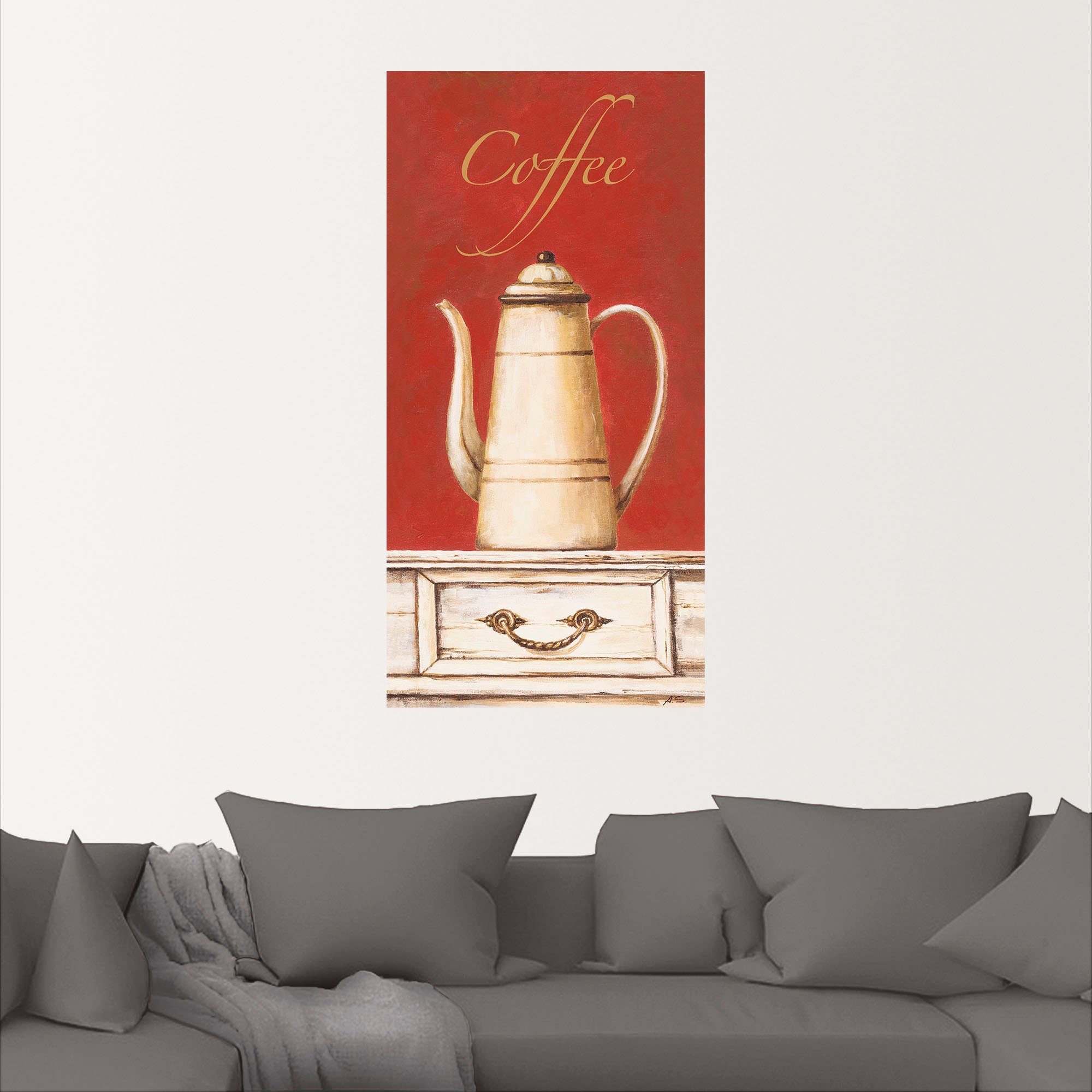 Artland Artprint Koffiepot als artprint van aluminium, artprint op linnen, muursticker of poster in verschillende maten