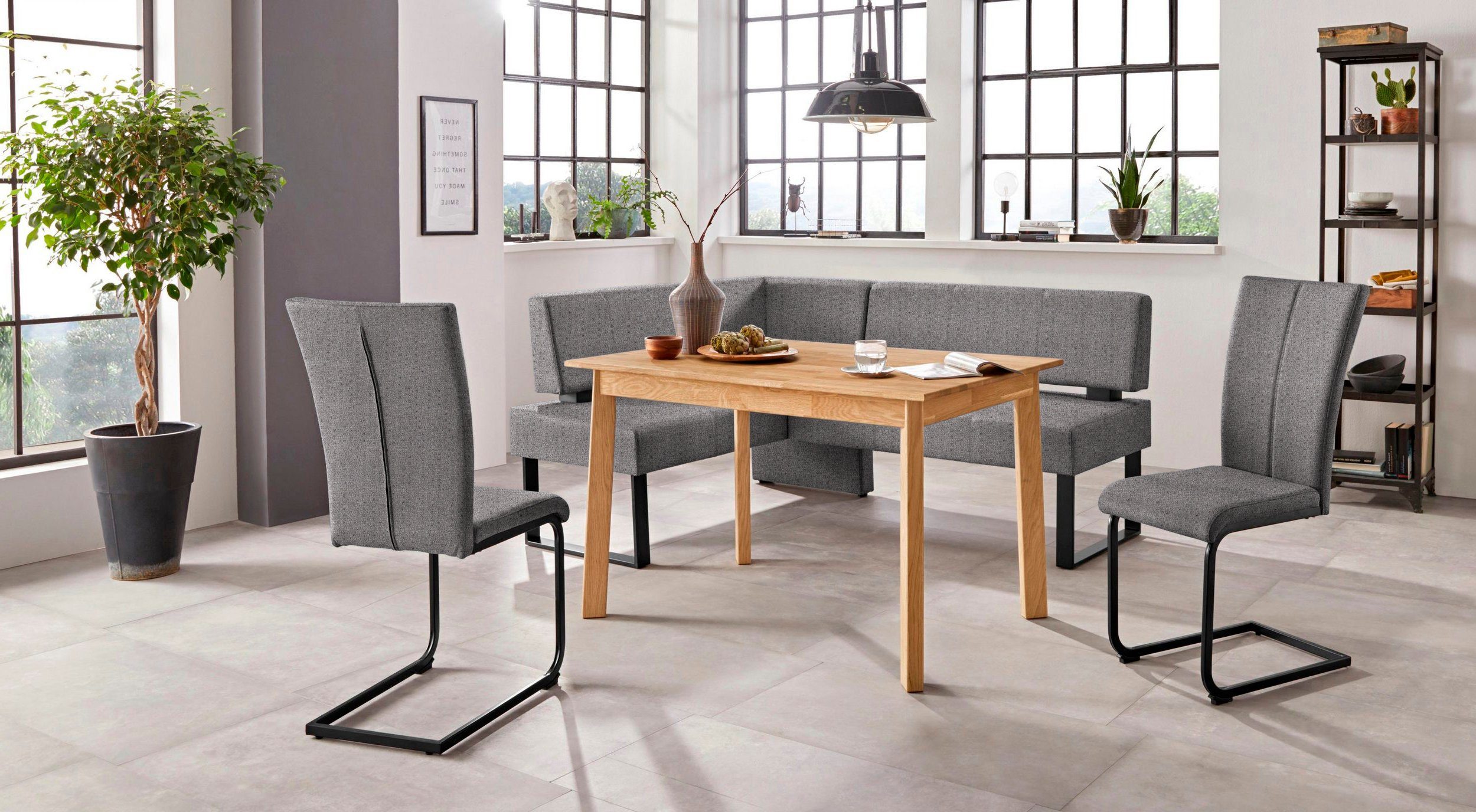 Home affaire Hoekbank Oliver met metalen frame, keukenbank verschillende hoezen cord eetkamerbank ottos choice