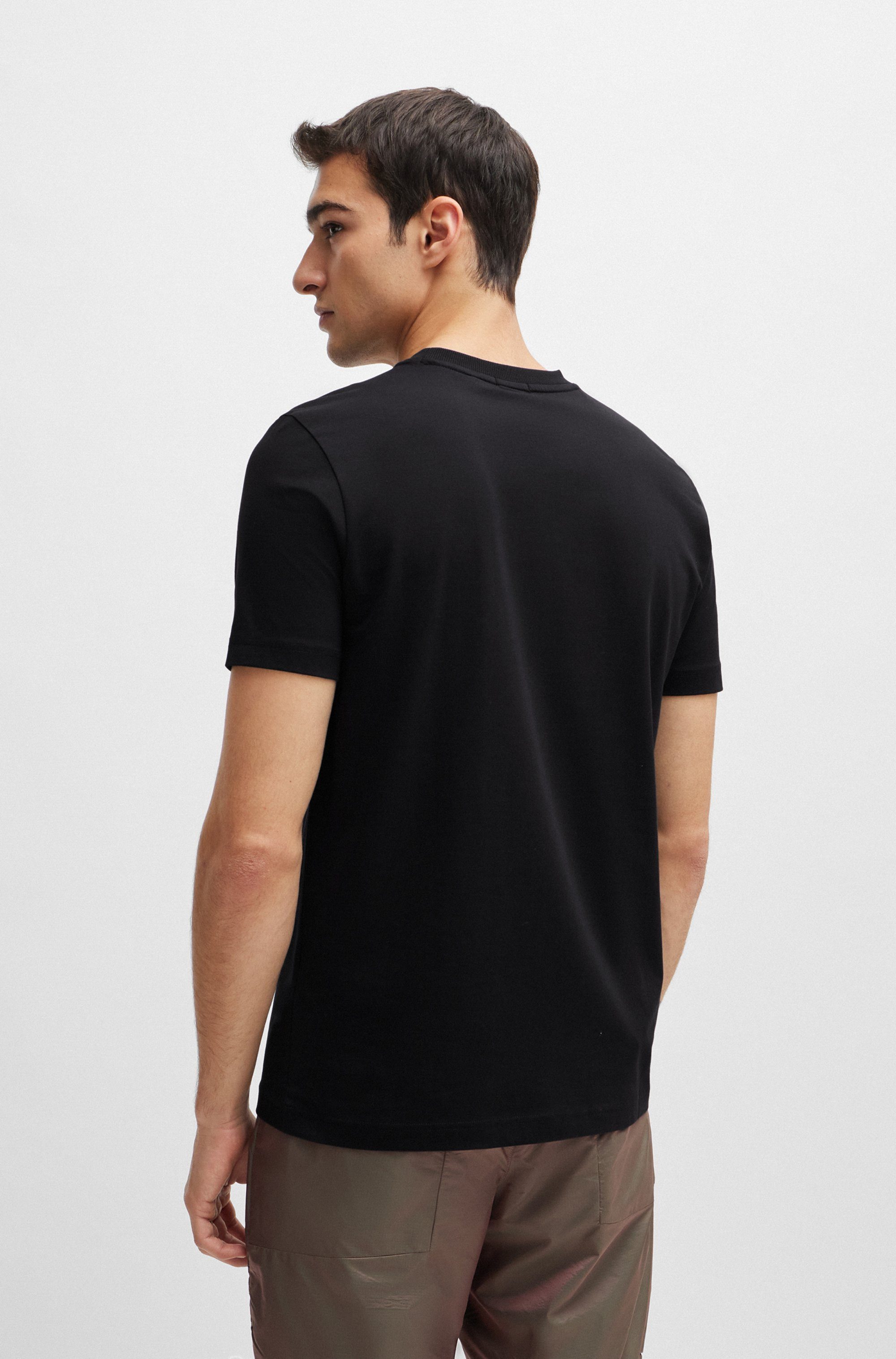 BOSS GREEN Shirt met ronde hals Thee met gegomd contrast-logo