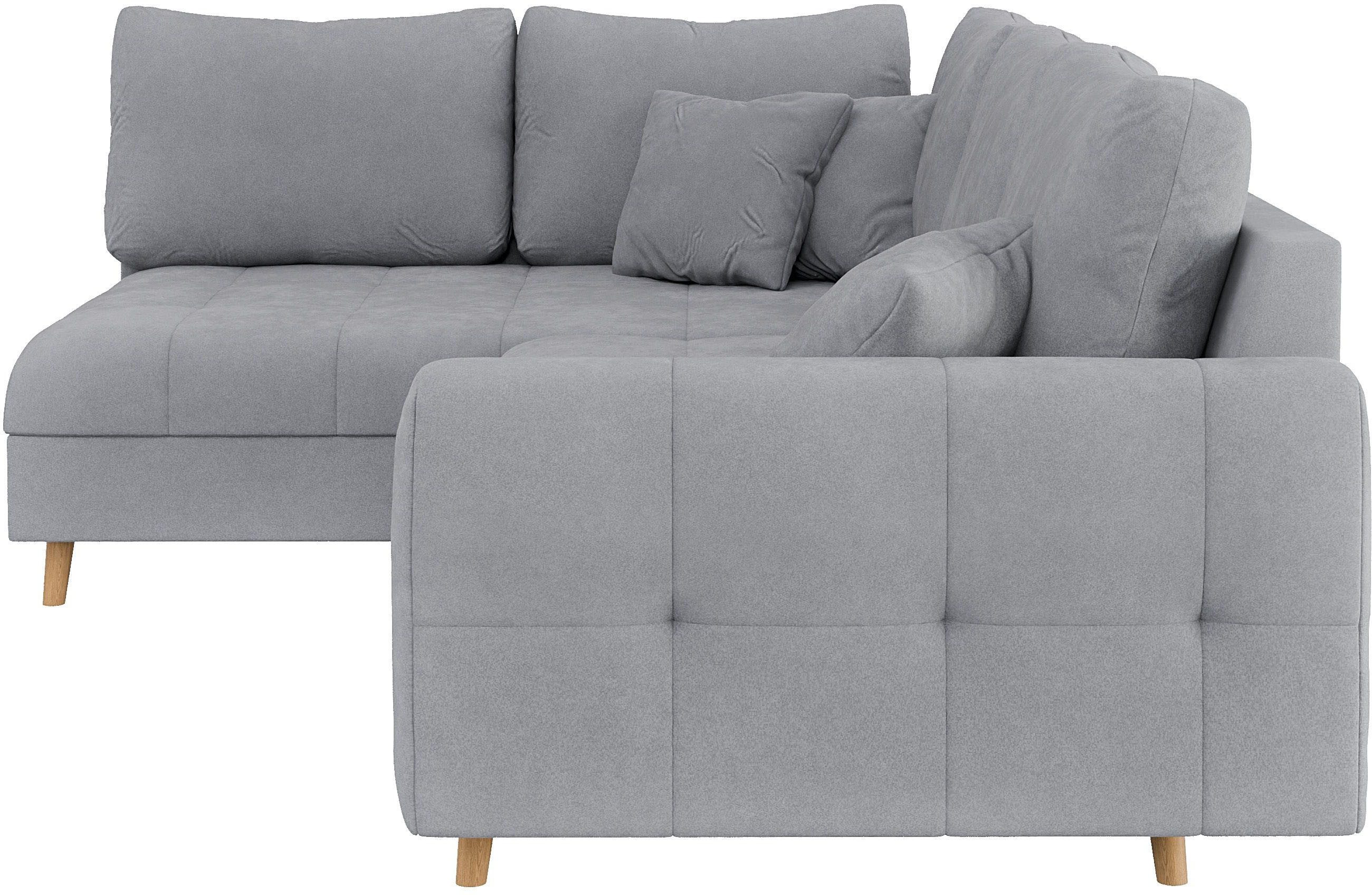 Home affaire Hoekbank CHARRE L-vorm met ottomane, afmetingen B/D/H: 231/161/81 cm fijne stiksels, losse rug- en sierkussens, ook in cord en bouclé