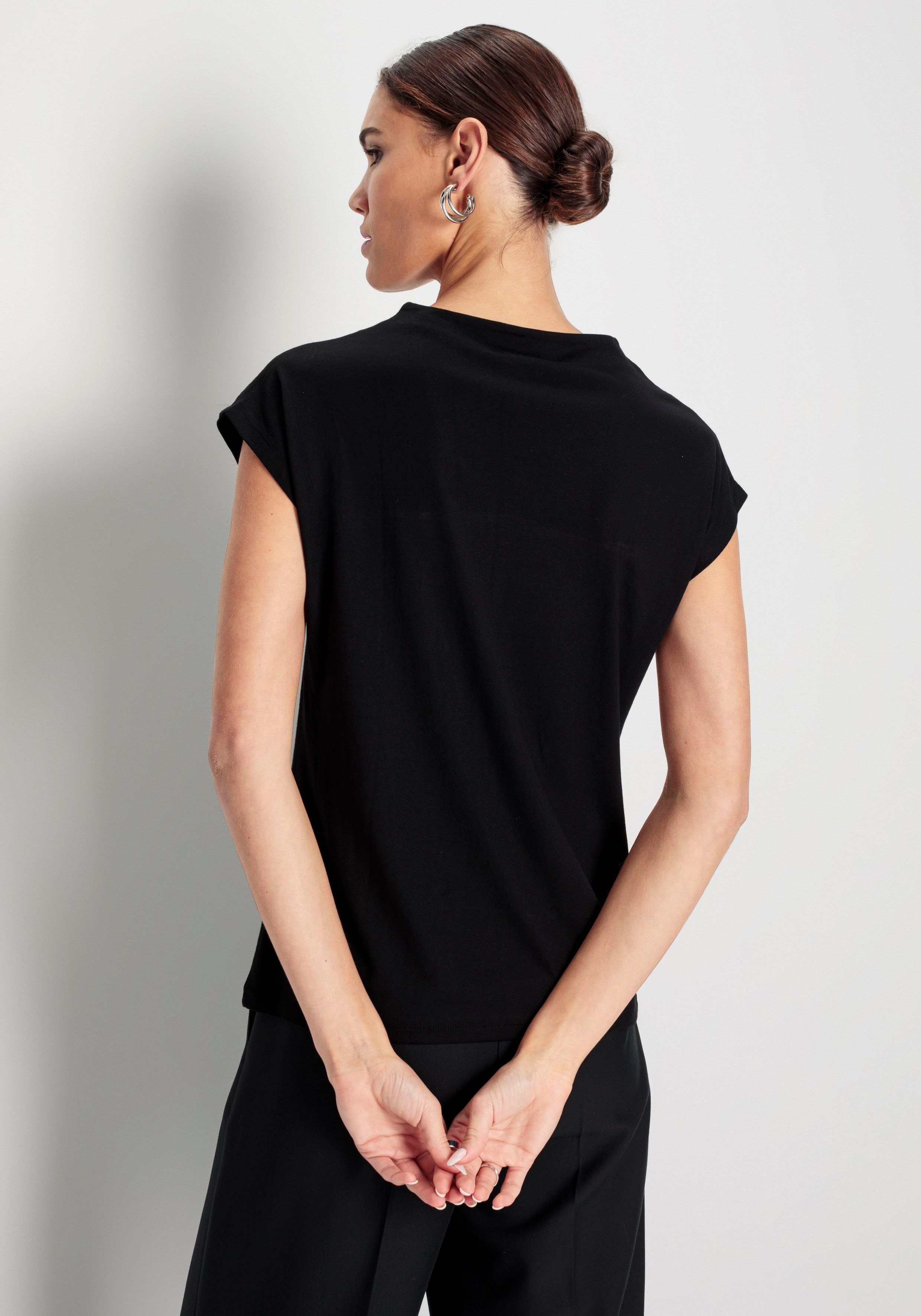 HECHTER PARIS T-shirt mouwloos, figuurvolgende pasvorm, met watervalhals