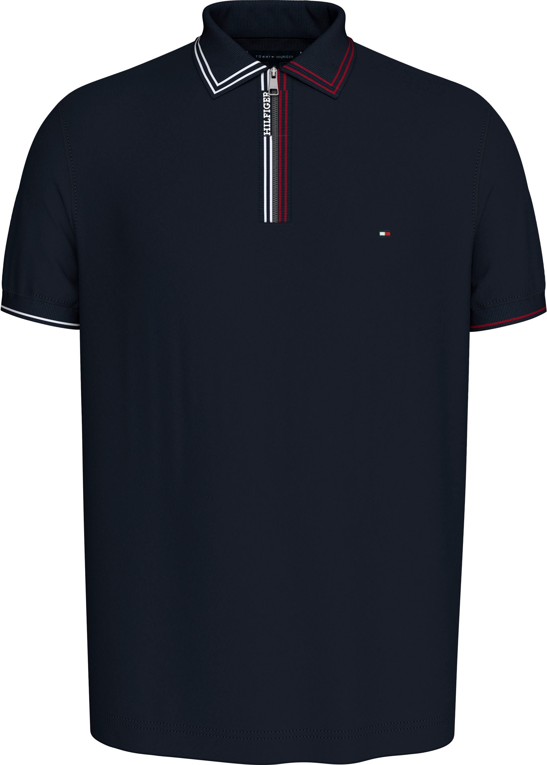 Tommy Hilfiger Poloshirt RWB ZIP PLACKET TIPPING REG POLO met contrasterende strepen aan de kraag