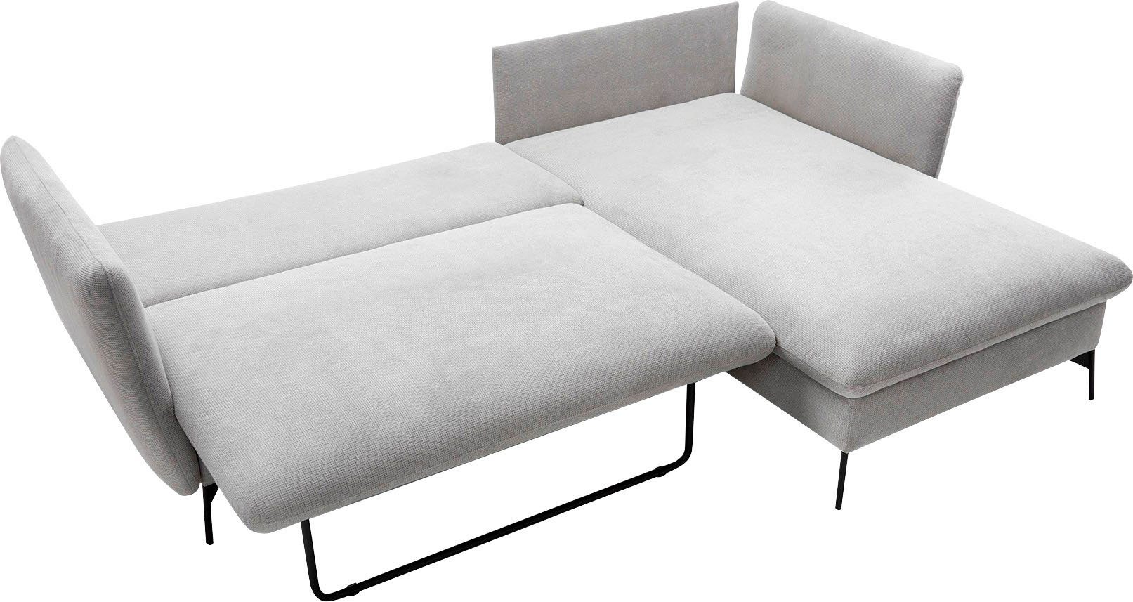 andas Hoekbank LIVORNO,258 cm, L-model, Slaapfunctie en bedlade (139/224 cm), fluweel, structuur, geweven stof