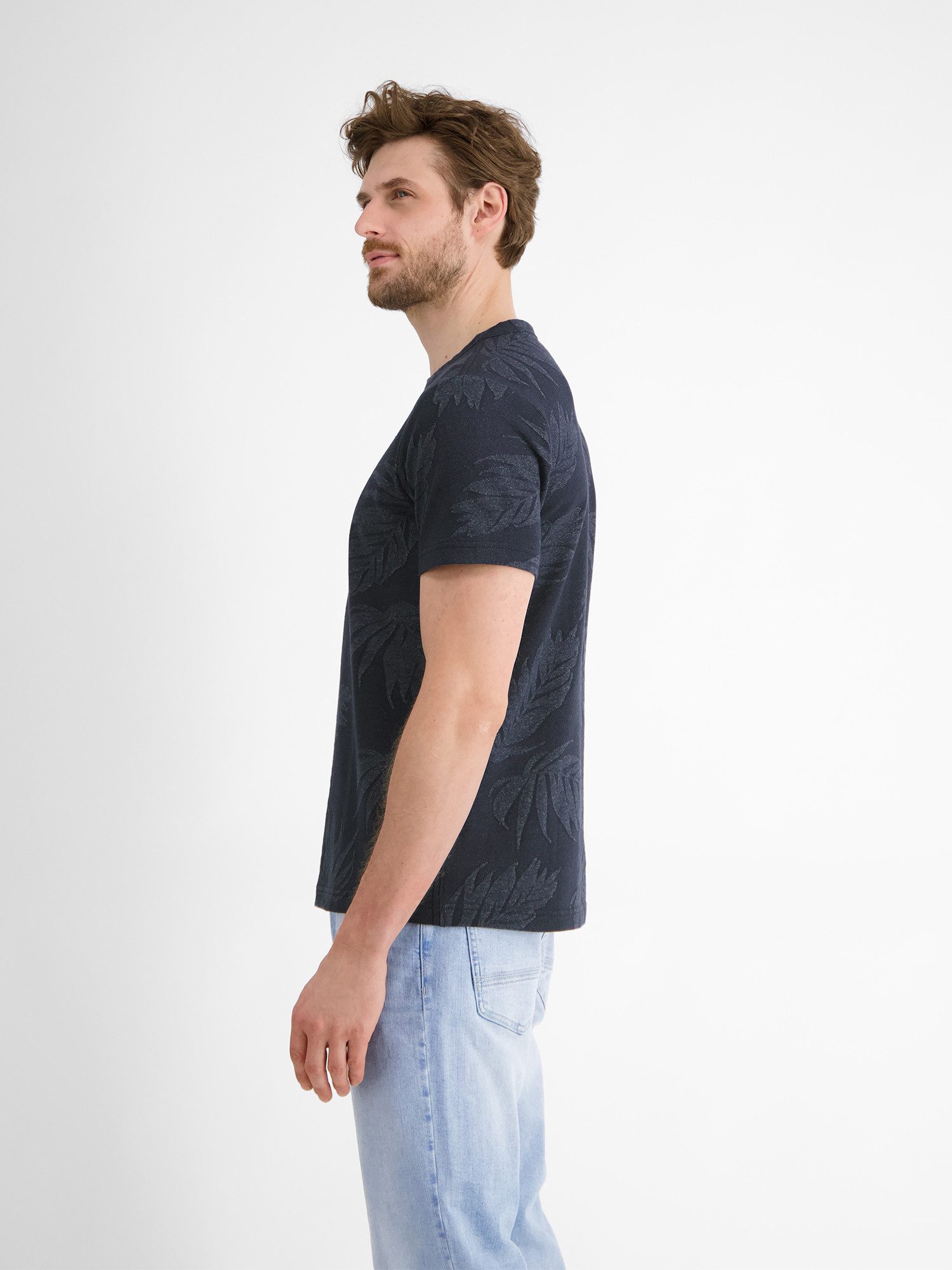 Lerros T-shirt LERROS jacquard T-shirt voor heren