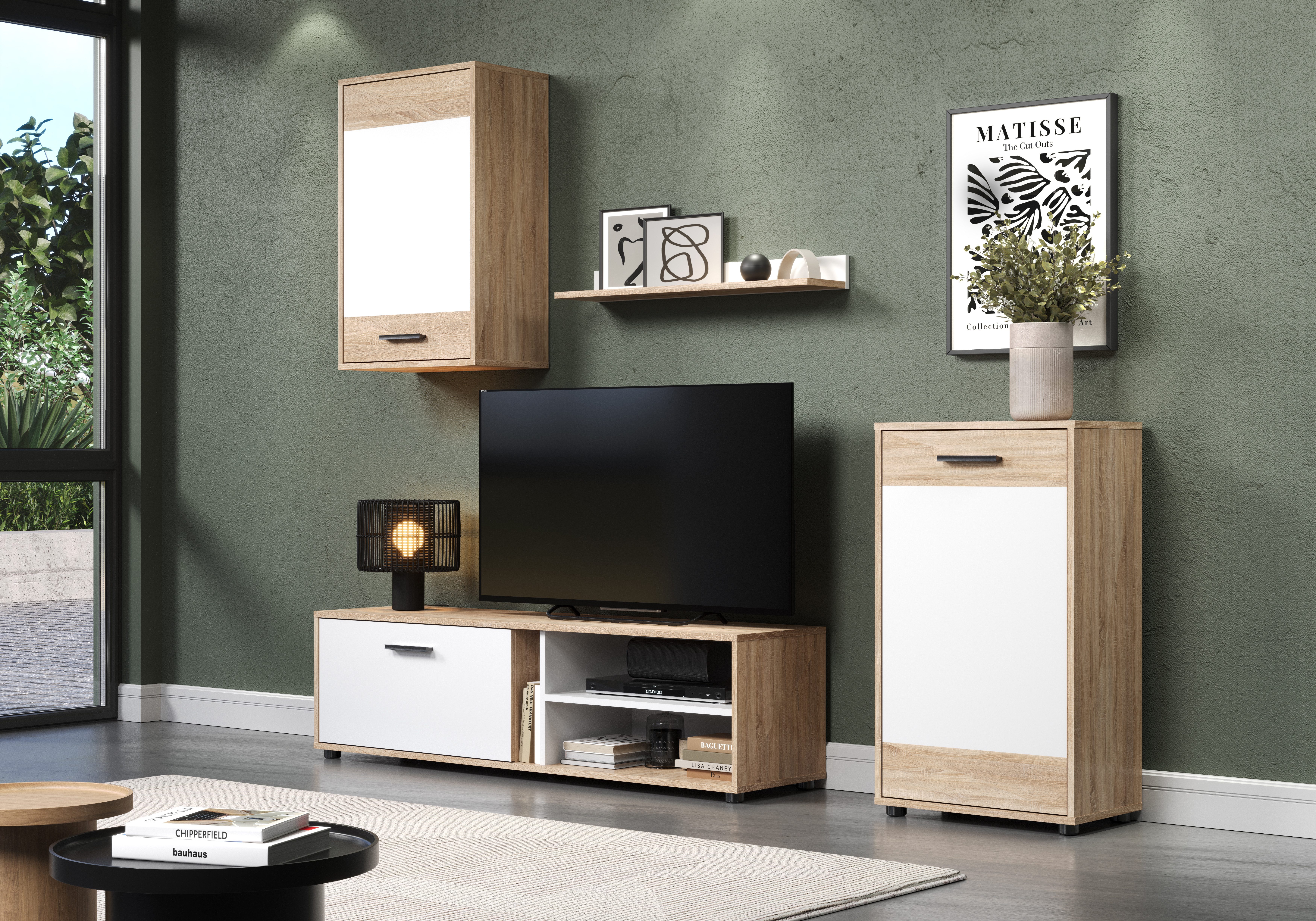 INOSIGN Wandmeubel Valetta incl. lowboard, hangkast, wandplank en highboard (complete set, 4-delig)